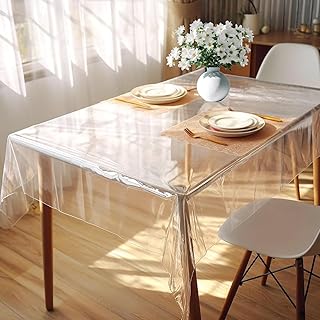 Tischdecke Transparent, Durchsichtige Tischdecke Transparent PVC Folie Tischfolie Durchsichtig Wasserdicht Fettdicht Indoor Tischschutzfolie für Hochzeit Party (140x160cm)