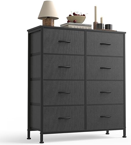 Vista 17 de Sweetcrispy Cómoda de 7 cajones con cubos de tela, torre organizadora de almacenamiento de tela para dormitorio, armario, pasillo, entrada, cómoda