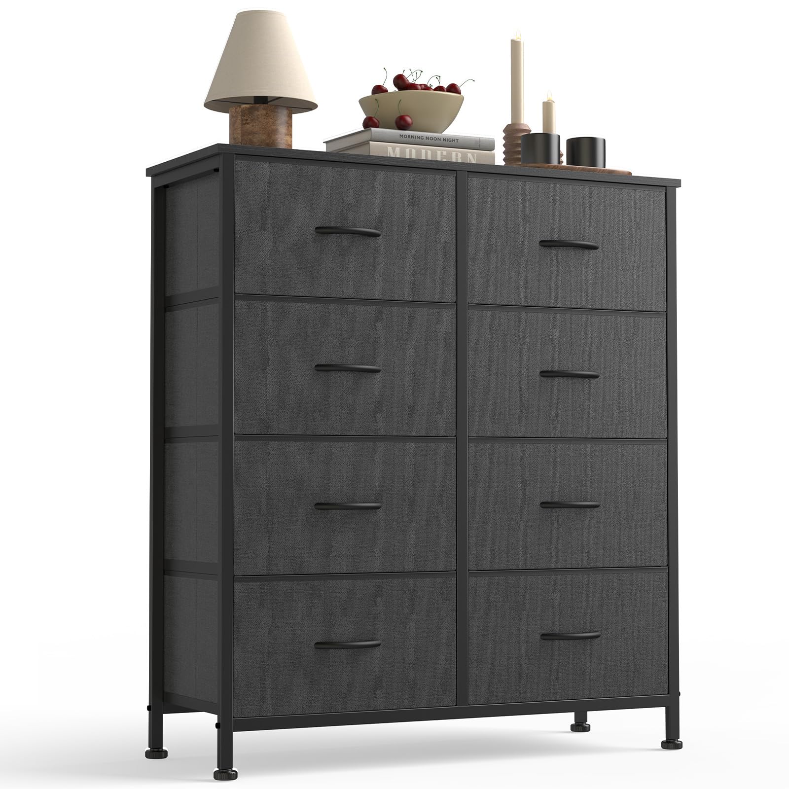 Photo 1 of ***FOR PARTS MISSING ASSEMBLY PIECES*** Sweetcrispy 8 Drawer Dresser with Fabric Bins Fabric Storage Tower Organizer for Bedroom Closet Hallway Entryway Tall Chest of Drawers with Steel Frame Wood Top Easy Pull Handles,Grey