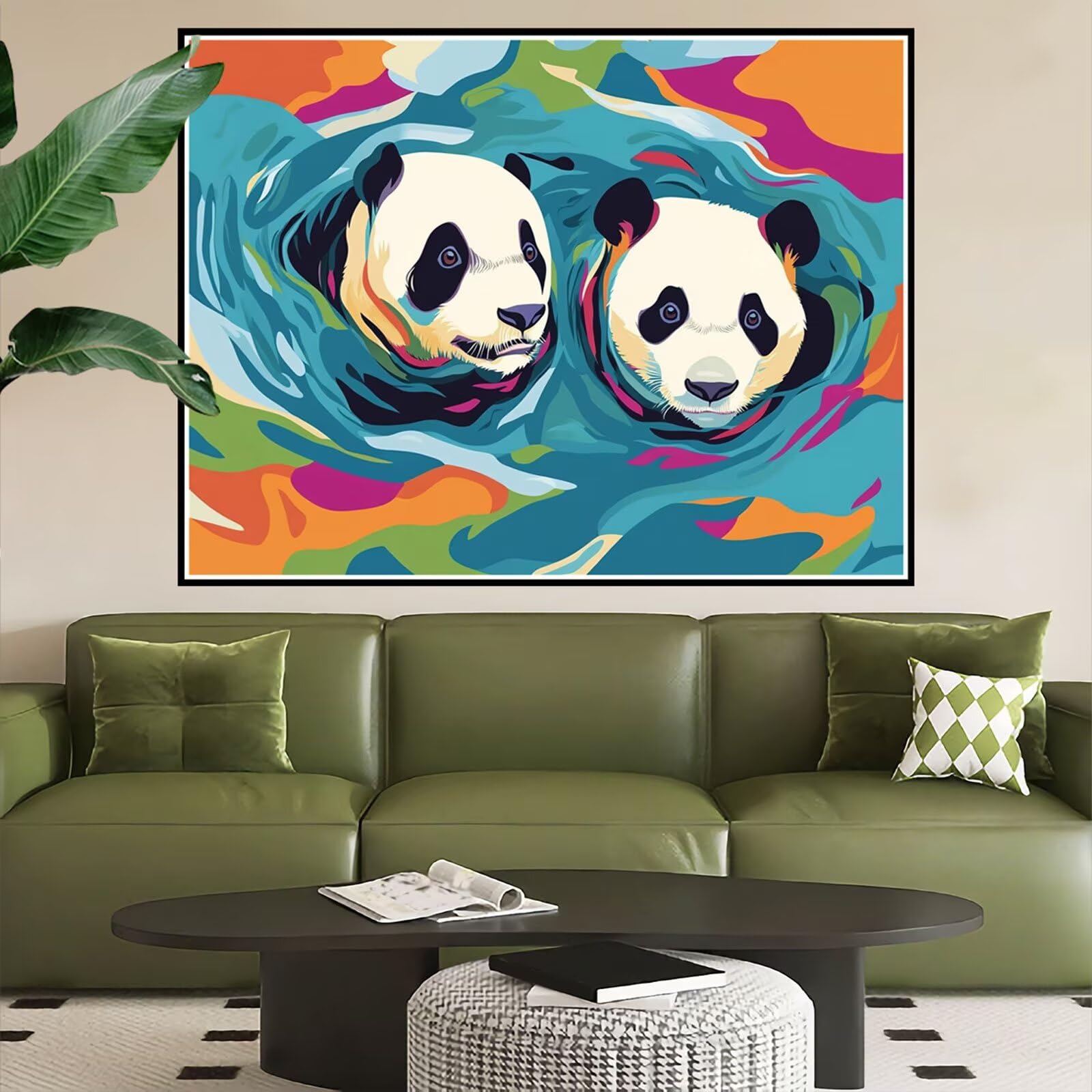 Malowanie według numerów dla dorosłych kolorowe malowanie według numerów Panda DIY zestaw do majsterkowania dla dorosłych zawiera pędzle i akryl, płótno malarskie dla dzieci dekoracja ścienna do domu