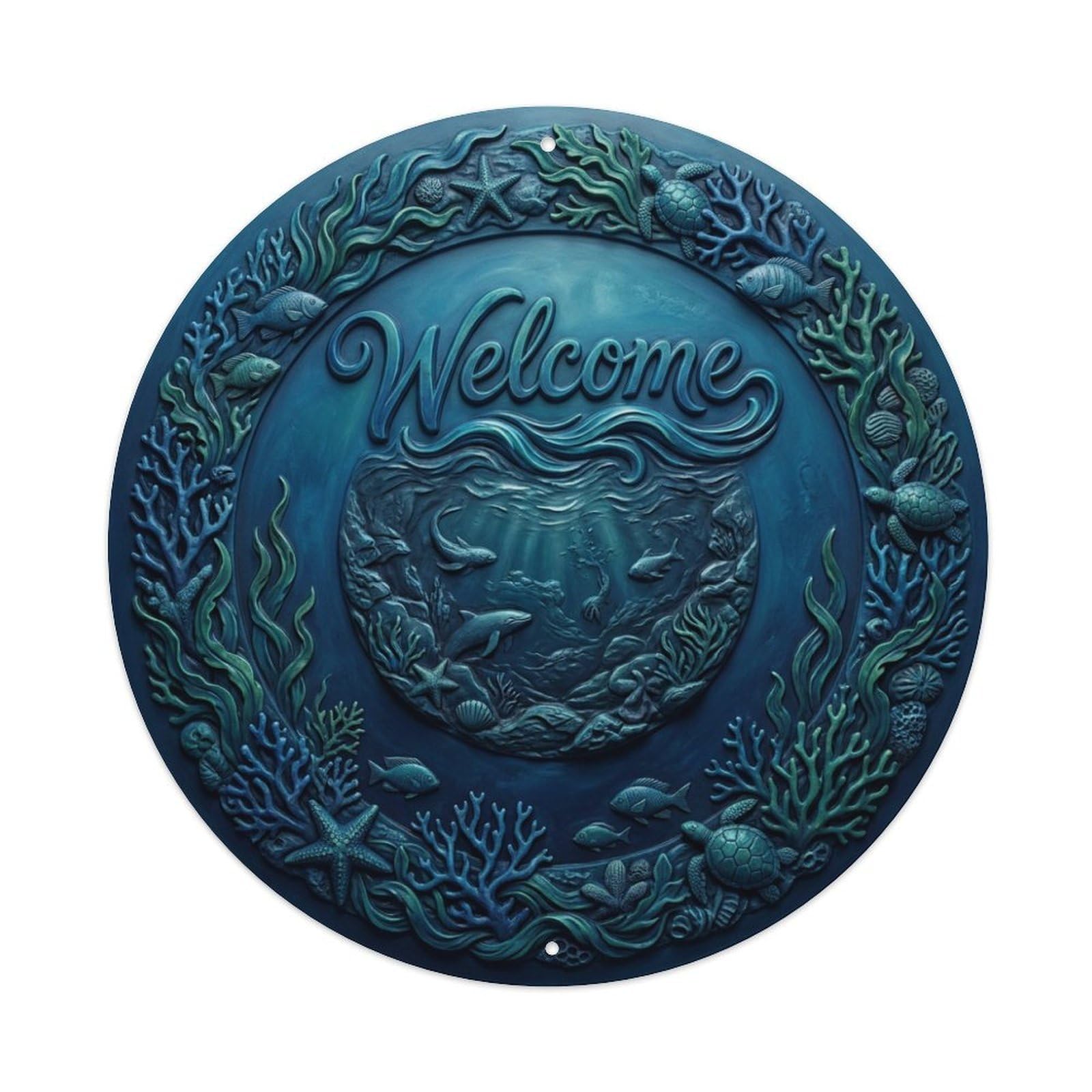 Tgrcjimh Style Metal Tin Sign Ocean Depths Welcome Deep Blue