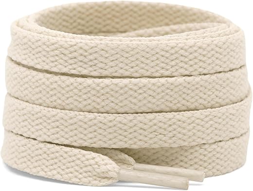 DELELE 2 Pair 47 inch Flat Shoe laces 5/16" Wide Shoelaces for Athletic Running Sneakers Shoes Boot Strings Beige