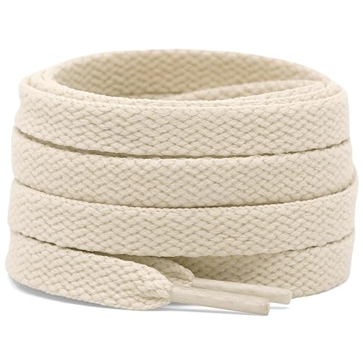 DELELE 2 Pair 47 inch Flat Shoe laces 5/16" Wide Shoelaces for Athletic Running Sneakers Shoes Boot Strings Beige