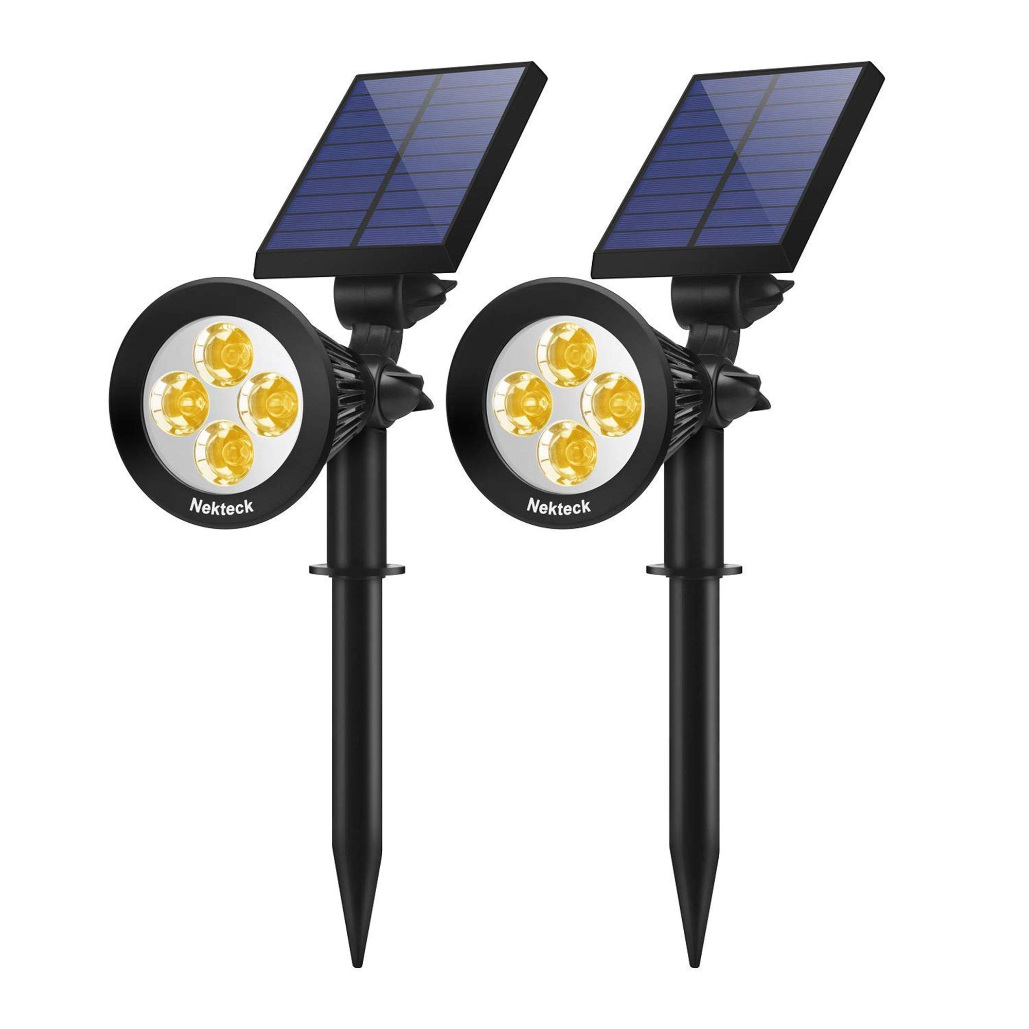 Nekteck Solar Lights Outdoor 2 In 1 Solar Spotlights Powered 4 Led Adjustable Wall Light Landscape Lighting Bright And Dark Sensing Auto On Off For Yard Pathway Walkway Garden Driveway 2 Pack Amazon Ae Lighting