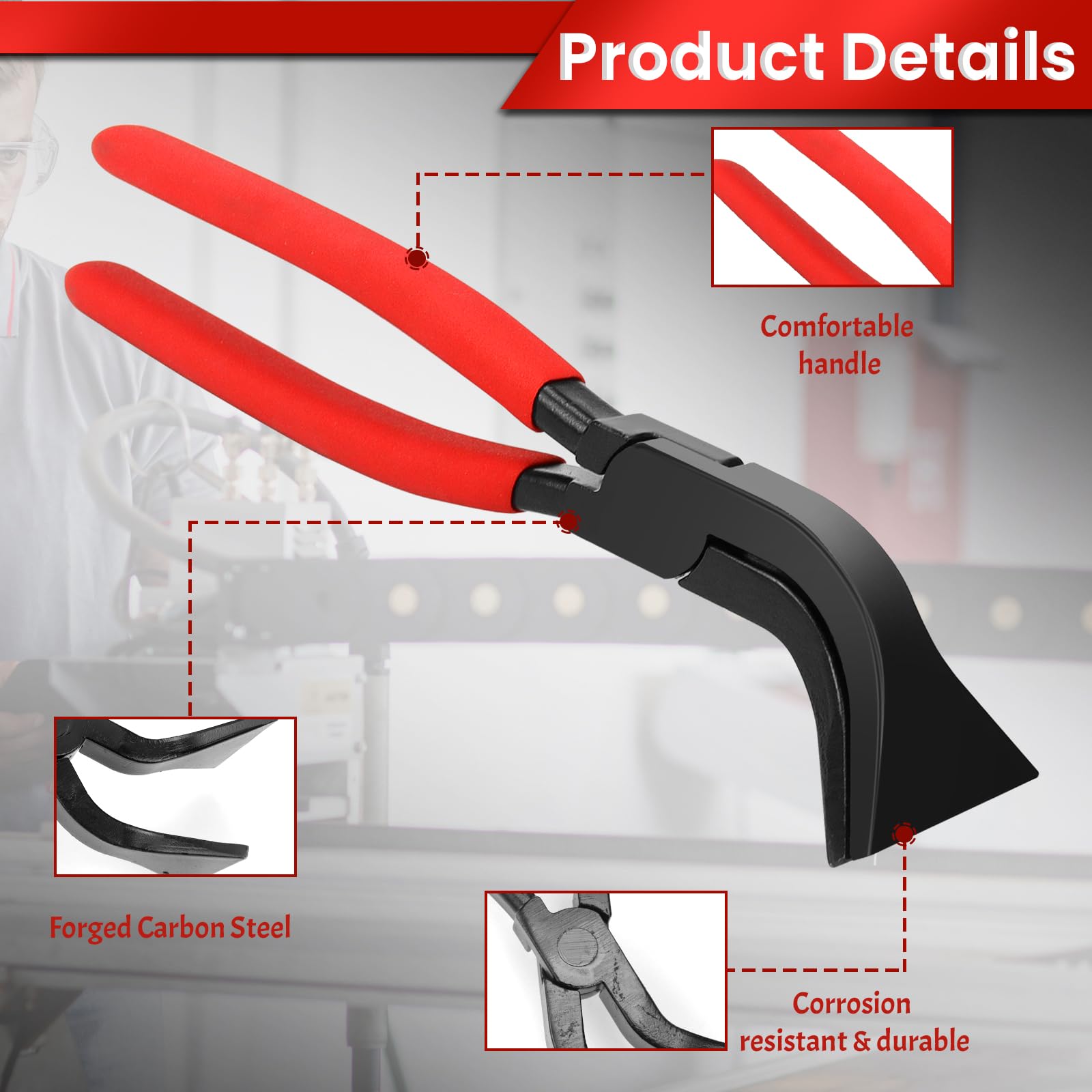 LPZMPZ Pince Pliante à 45 Degrés, Pince à Plier la Tôle Mâchoire Largeur 60mm, Outil de Pliage avec Poignée Antidérapante pour Plier et Lisser les Tôles, Pinces à Border de Couvreur
