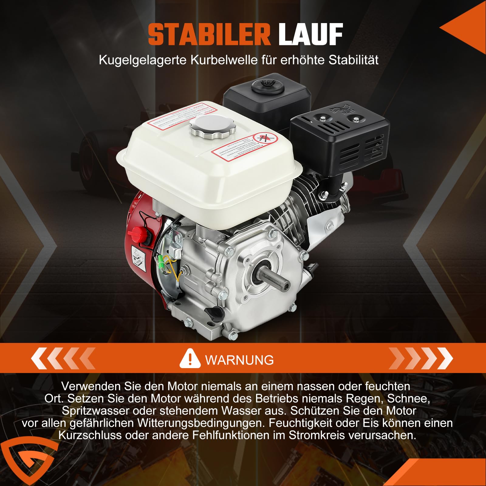 7 PS Benzinmotor Standmotor Kartmotor Antriebsmotor mit 20 mm Ø Welle, Ölmangelsicherung, 4-Takt, 1 Zylinder Benzin Motor, 212 ccm Hubraum, luftgekühlt, Seilzugstart