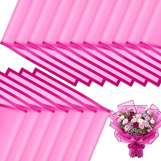 Ctosree 240장 꽃 포장지, 57.9 x 57.9cm(22.8 x 22.8인치) 방수 포장지 부케 한국 꽃 랩 플로리스트 용품 포장 용지 웨딩 브라이덜 샤워 생일 선물 DIY용(핫핑크)