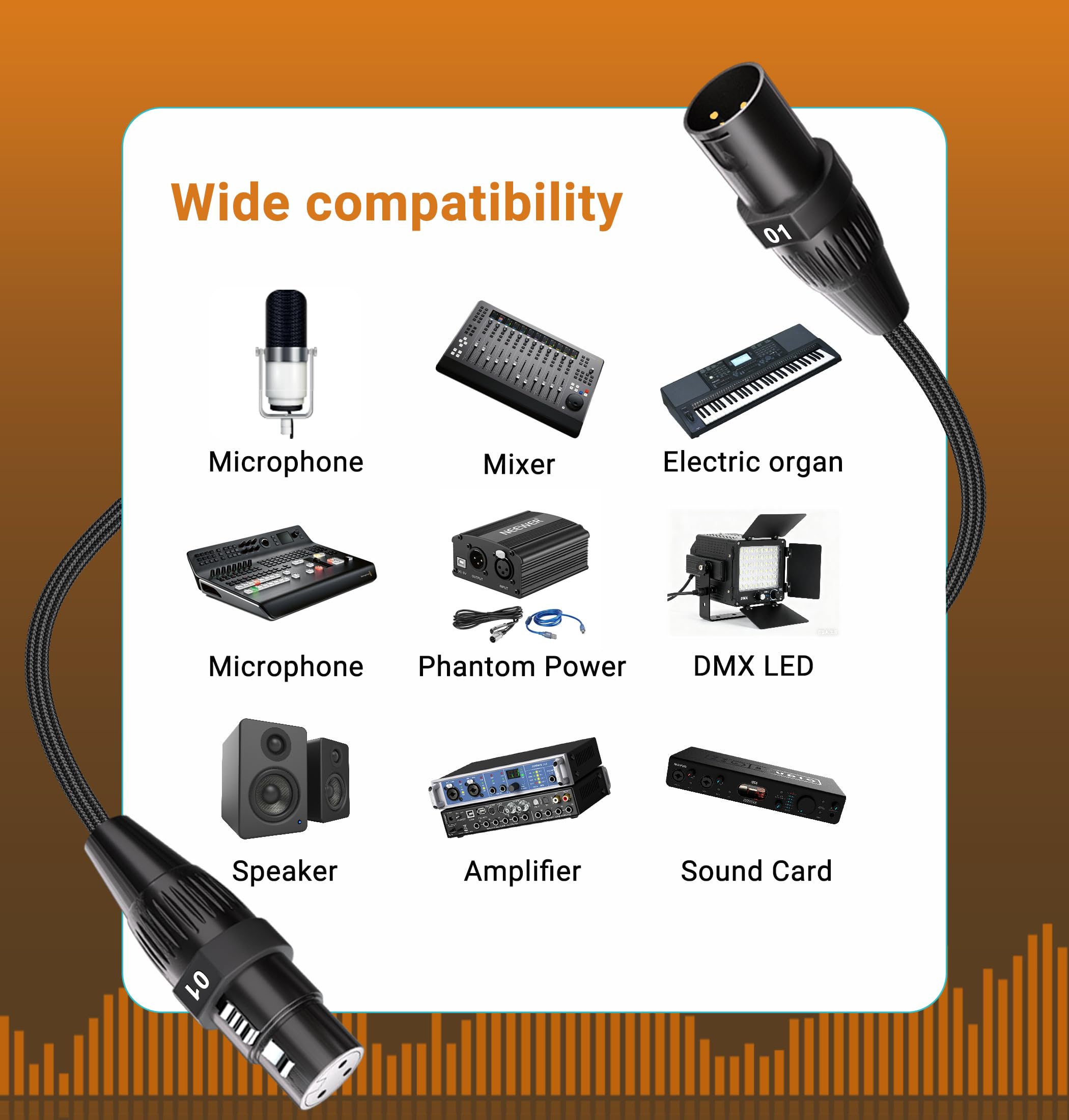 Jamesin Cavo a serpente XLR a 4 canali maschio a femmina, 1,8 m, con cavo audio microfono codificato a colori, per palco e studio di registrazione, può essere utilizzato con qualsiasi dispositivo con