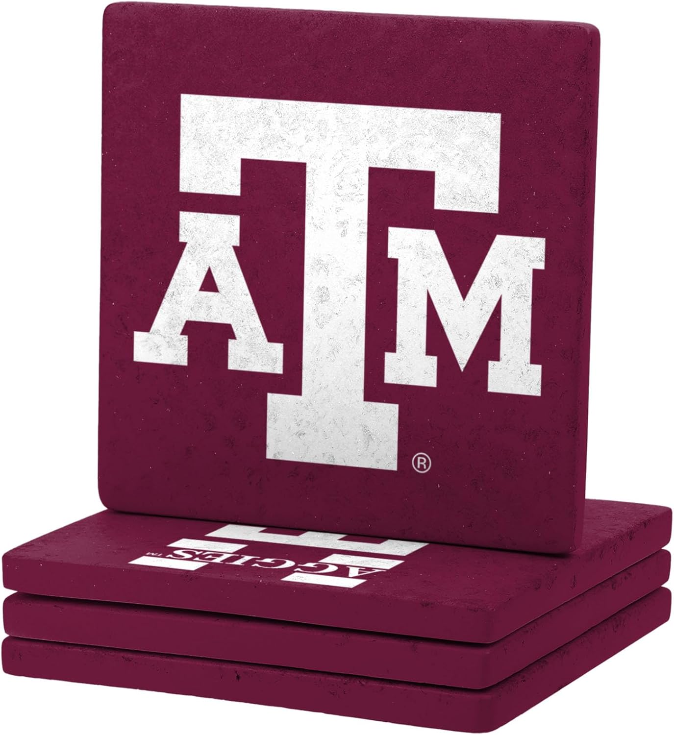 FOCO NCAA Official 4-Pack Beverage Drink Stone Coaster Set (Texas A&M Aggies) - Image 2