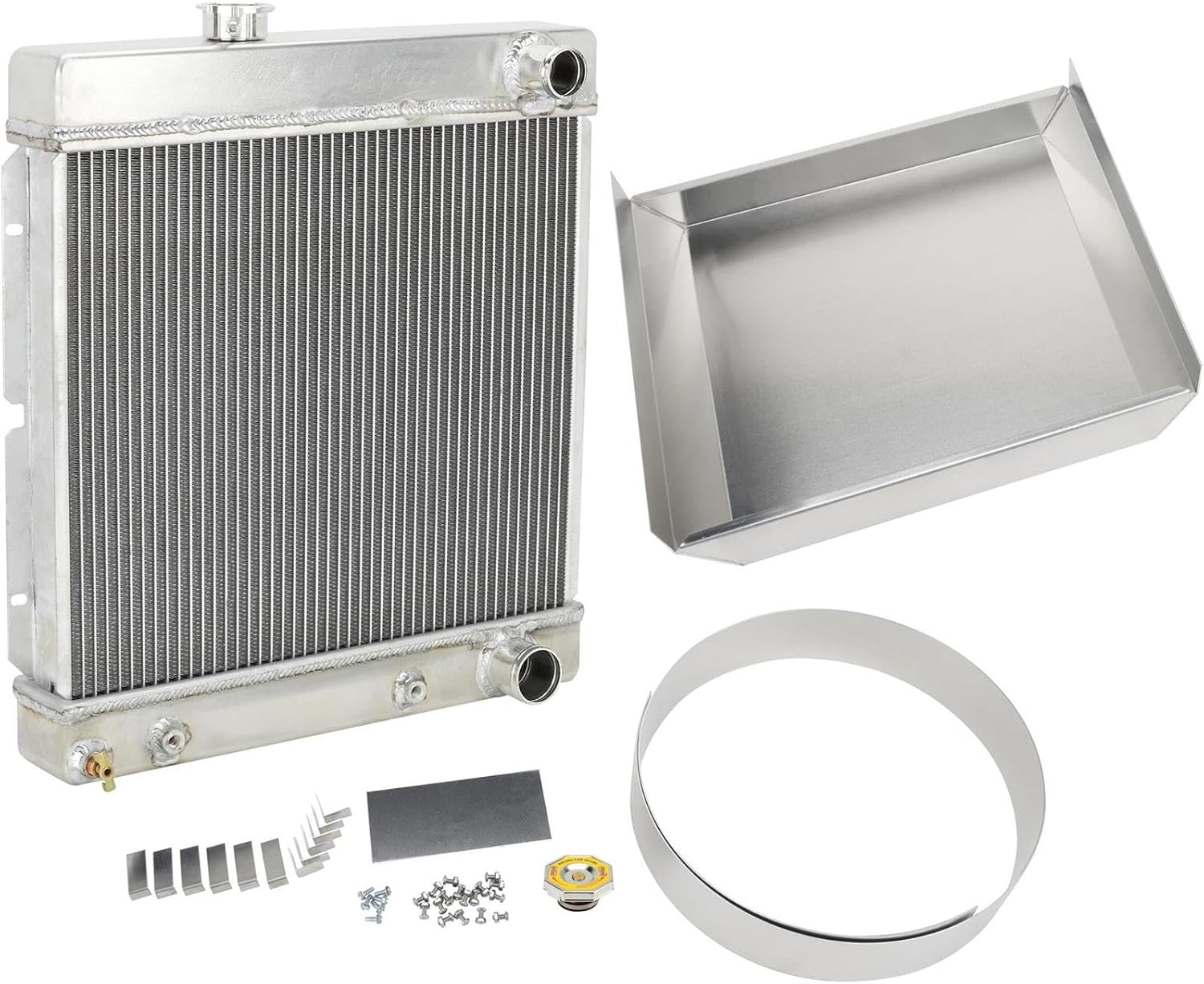 Small Universal Short Vertical Aluminum Radiator, RH w/Shroud