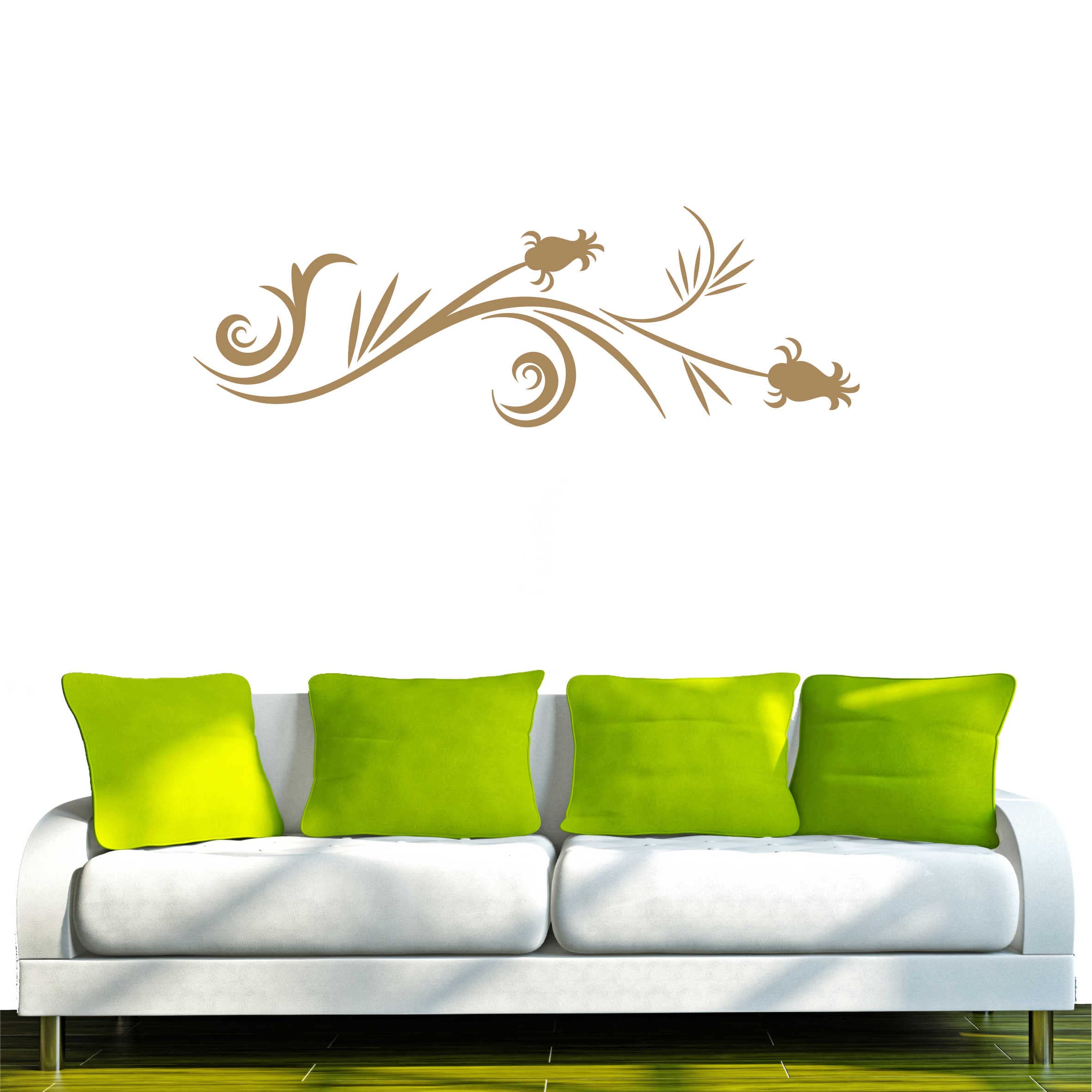 INDIGOS UG - Decalcomanie da muro - adesivi da parete - Murale - F375 con foglie, 160 x 53 cm - Marrone chiaro - Decorazione per soggiorno, camera dei bambini, ufficio, scuola