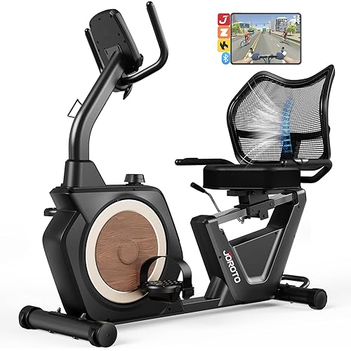 JOROTO Recumbent Exercise Bike for Home, Magnetic Recumbent Bike for Seniors Adults, 400LBS Capacity, Wide Cushioned Seat & Back with Smart APP, Backlit LCD Monitor, Heart Rate Handle