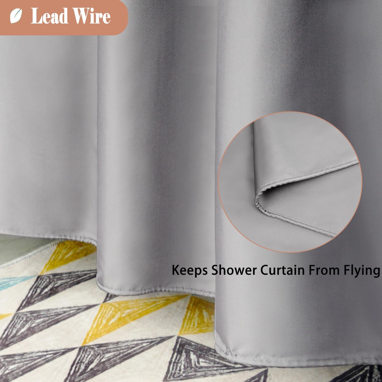 UFRIDAY Extra Long Shower Curtain 84 inch,Light Grey and White Fabric Polyester Bathroom Curtain Liner with Mesh Filtering Window and Weighted Bottom Hem, Machine Washable, 72 x 84 Inches