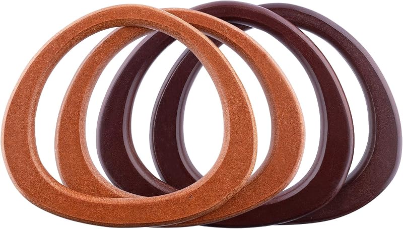 PH PandaHall D Shape Purse Handle, Wooden Bag Handles Replacement Smooth Handbag Handle Decorative Handles for Straws Beach Canvas Handbags Macrame Crocheted Purse Making, 4 Pack