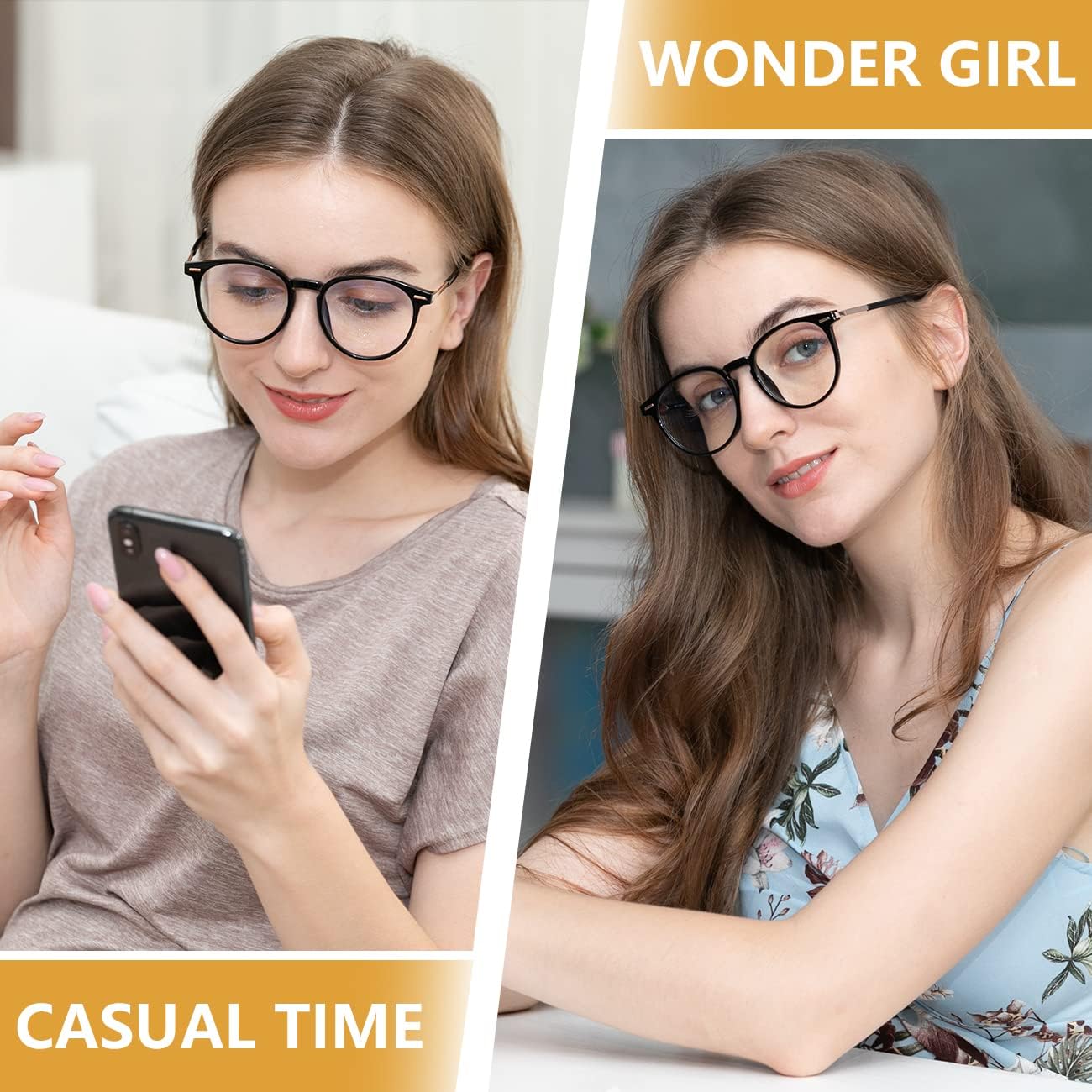 DUCO Retro Round Blue Light Glasses for Women Blue Ray Blocking Glasses Computer Glasses for Men Fashion Eyeglasses W021