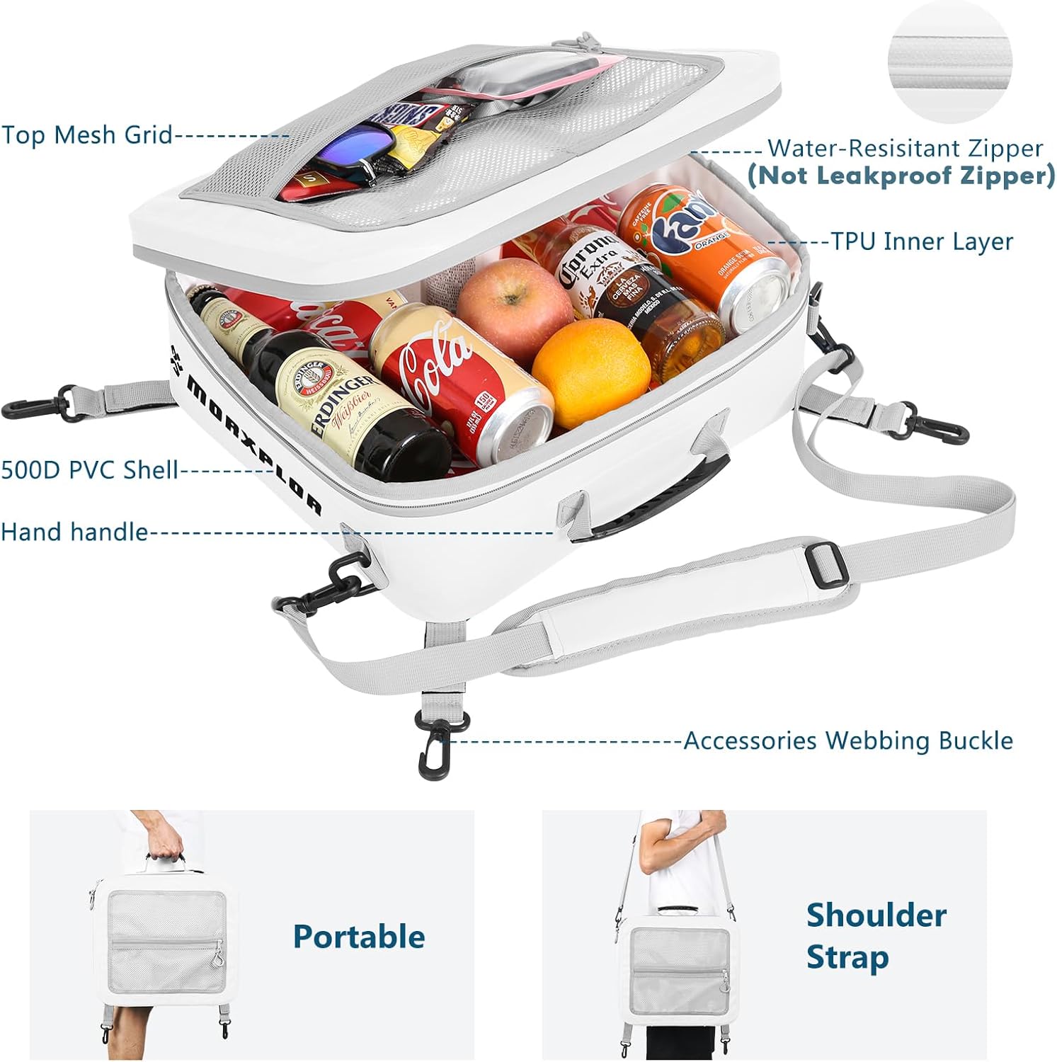 MORXPLOR Waterproof PVC Paddleboard Cooler Deck Bag - 12 Can Soft Insulated Cooler for Paddleboarding, Camping, Kayaking