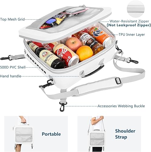 Miniatura 53 de Bolsa térmica impermeable de PVC para paddleboard, 12 latas, enfriador aislado suave para paddleboard, camping, kayak Azul oscuro