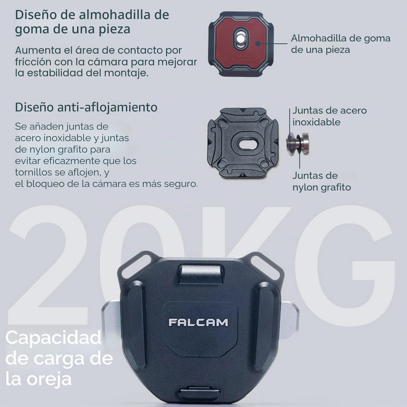 Clip para cámara FALCAM F38 con Kit de Placa V2, Clip de liberación rápida para cámara a Correa de Hombro de Mochila - 3142