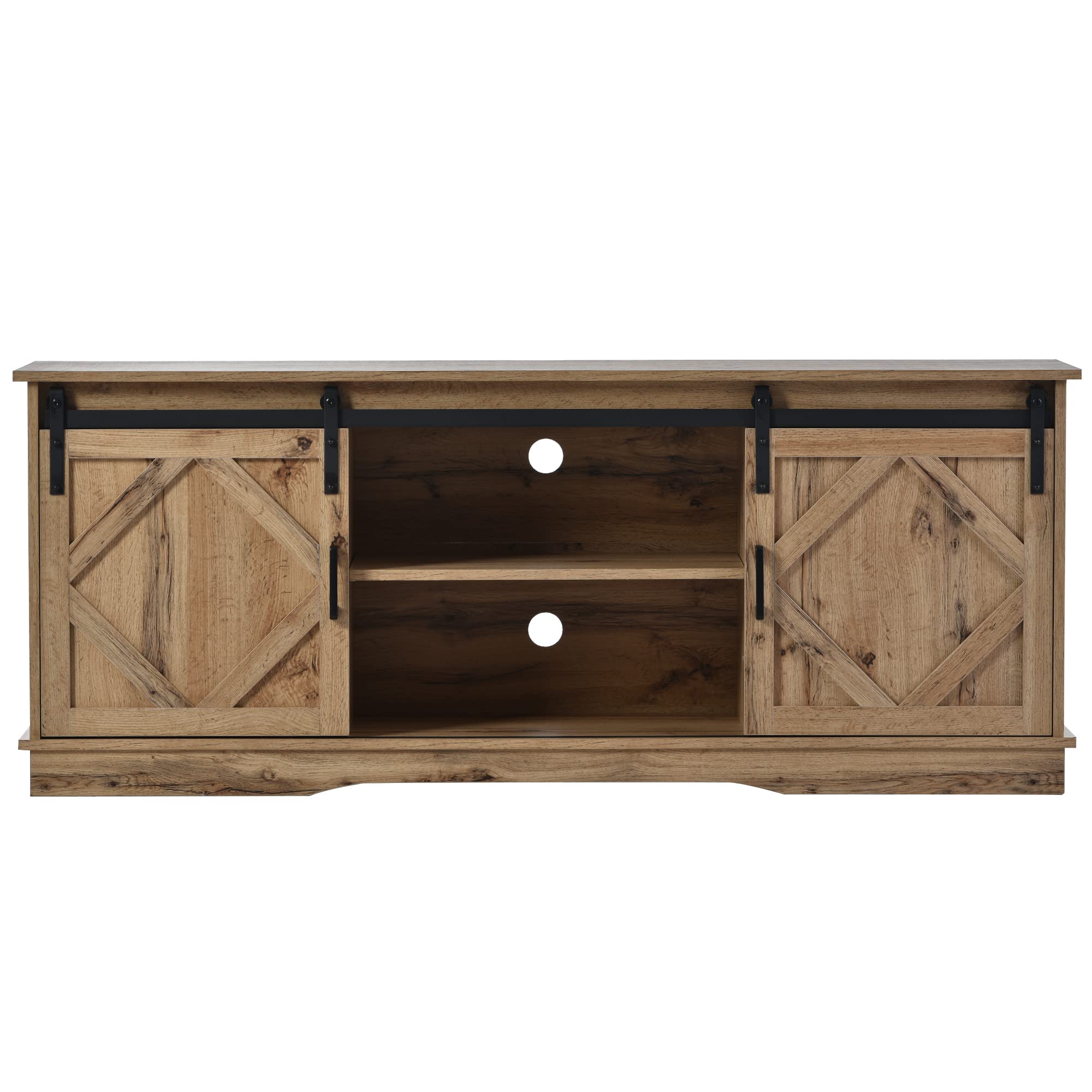 Grande mobile per TV, 150 x 40 x 60 cm, con 2 classiche ante scorrevoli, scaffali regolabili per soggiorno, sala da pranzo, casa di campagna, design moderno (marrone)