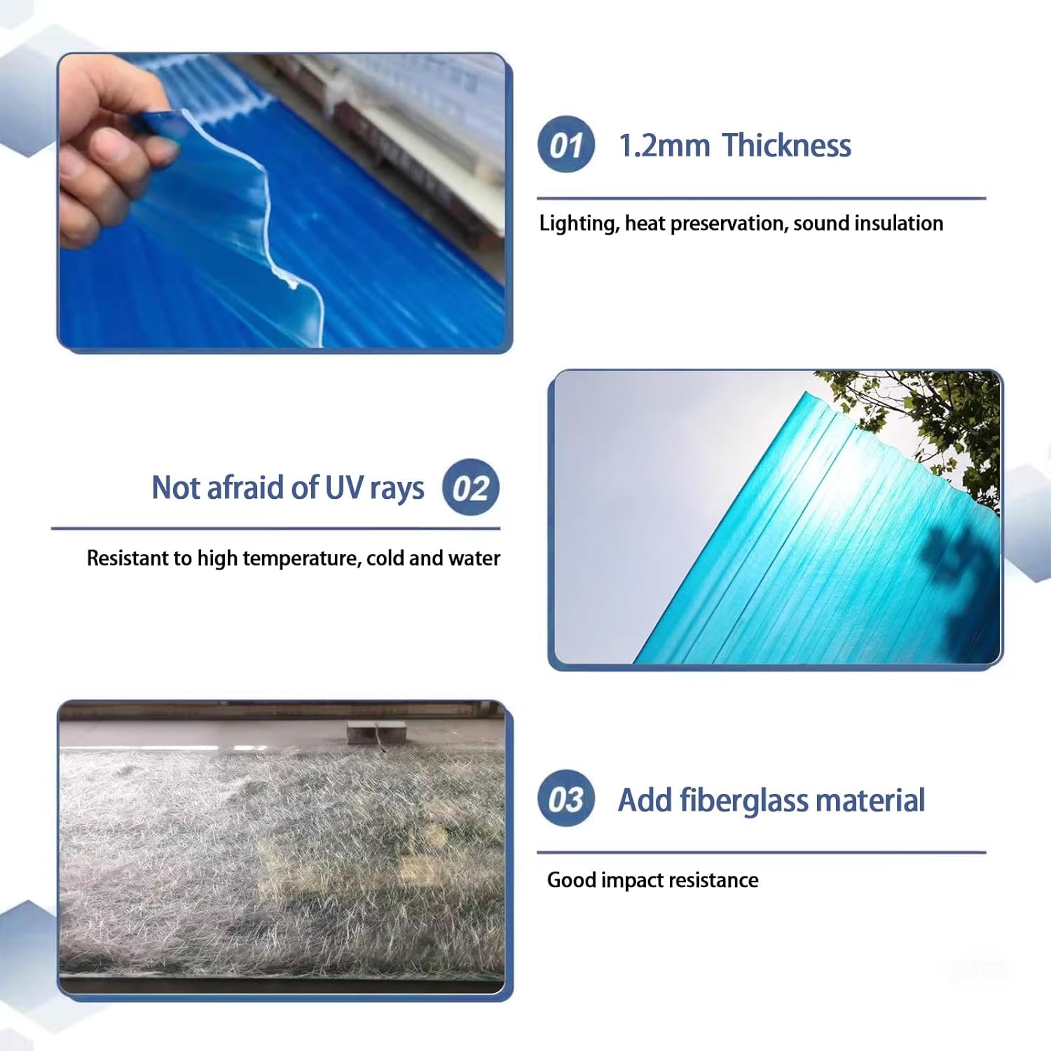 Sunlight Panel,2mm 5pcs Corrugated Roof Panel,Corrugated Roofing Sheet,Fiberglass Daylighting Panels,Anti-UV Transparent Rainproof Board,Transparent Sunshine Board,Greenhouse Sheets