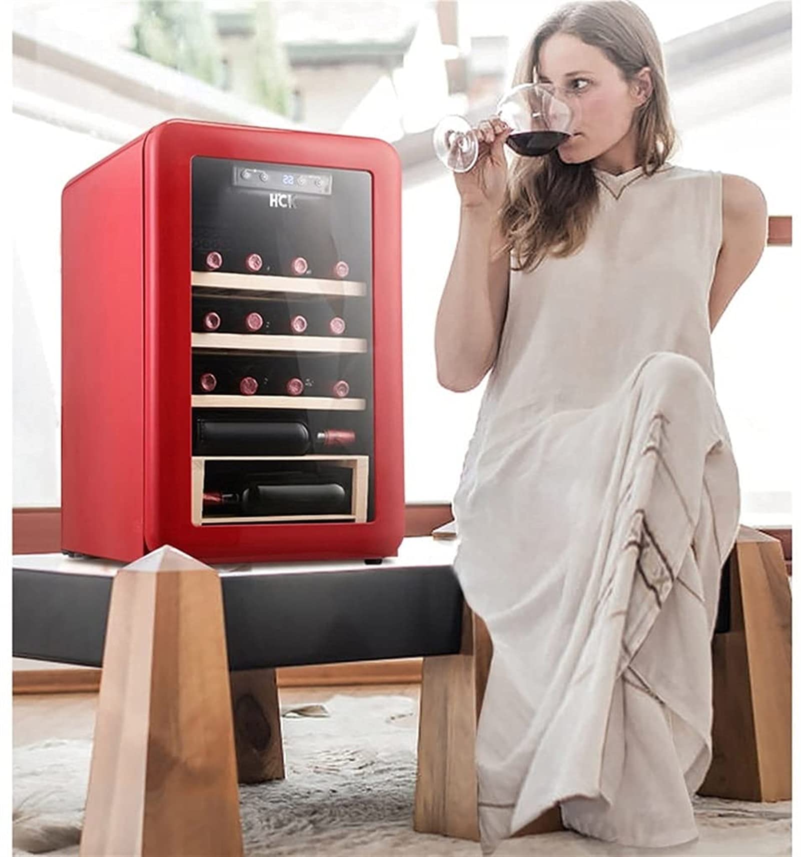 LJLZXPBUS 20 Bottle Compressor Wine Cooler Refrigerator w/Lock | Large Wine Cellar | 41f-64f Digital Temperature Control Wine Fridge for Red, White, Champagne o on Fridge.com
