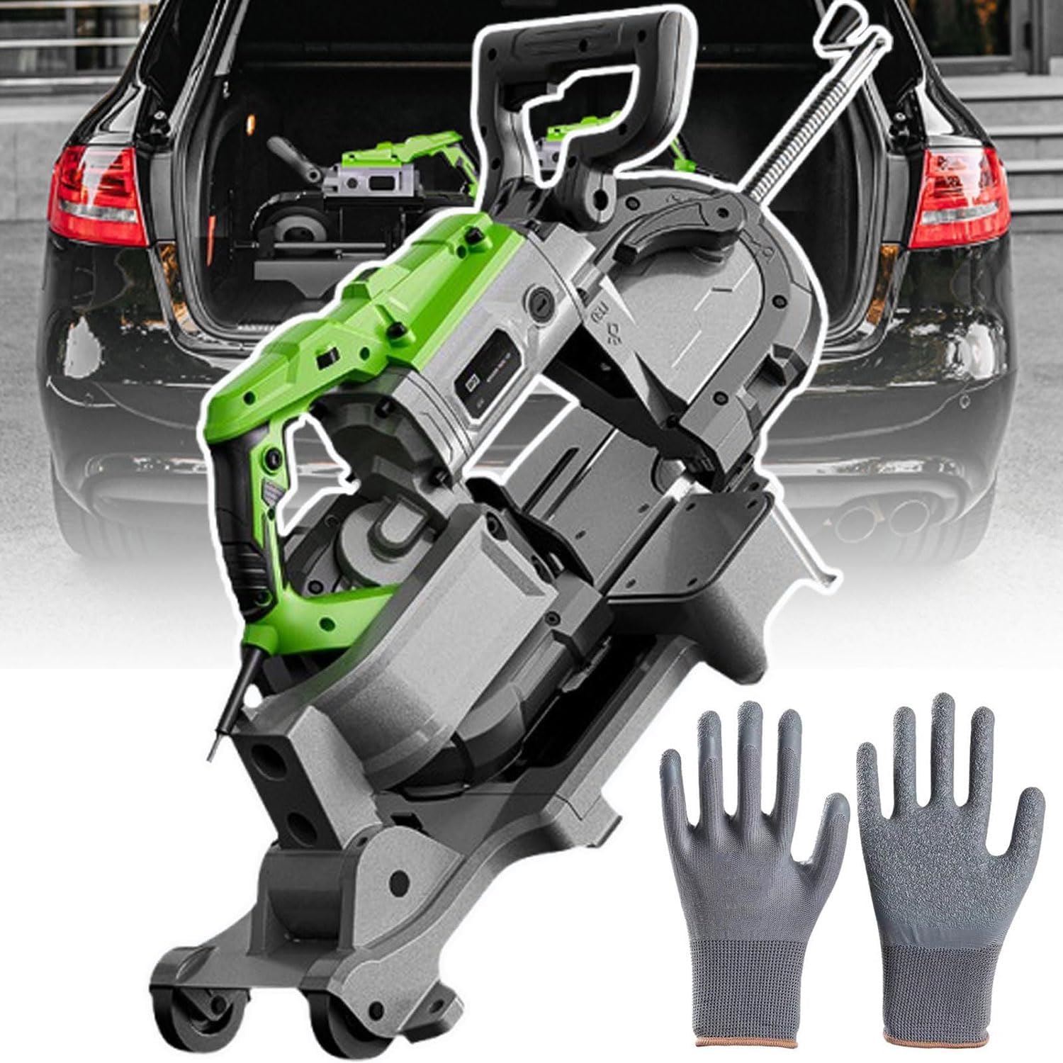 Portable Metal Band Saw with LED Light, Adjustable Angle, Multiple Blades and Gloves for Cutting Copper, Aluminum, Steel, and Floor Materials