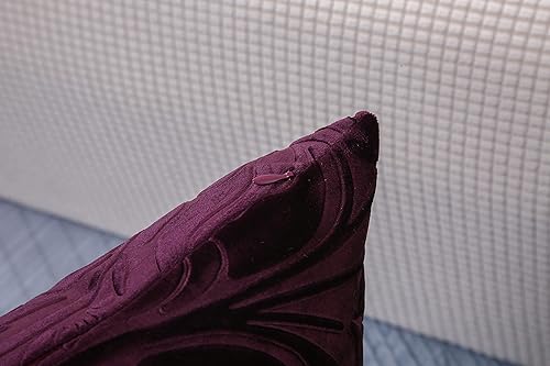 Miniatura 4 de TangDepot Funda de Almohada Decorativa de Terciopelo Pesado con Relieve, Tela de Terciopelo con Anaglifo Floral Clásico, Funda de Almohada