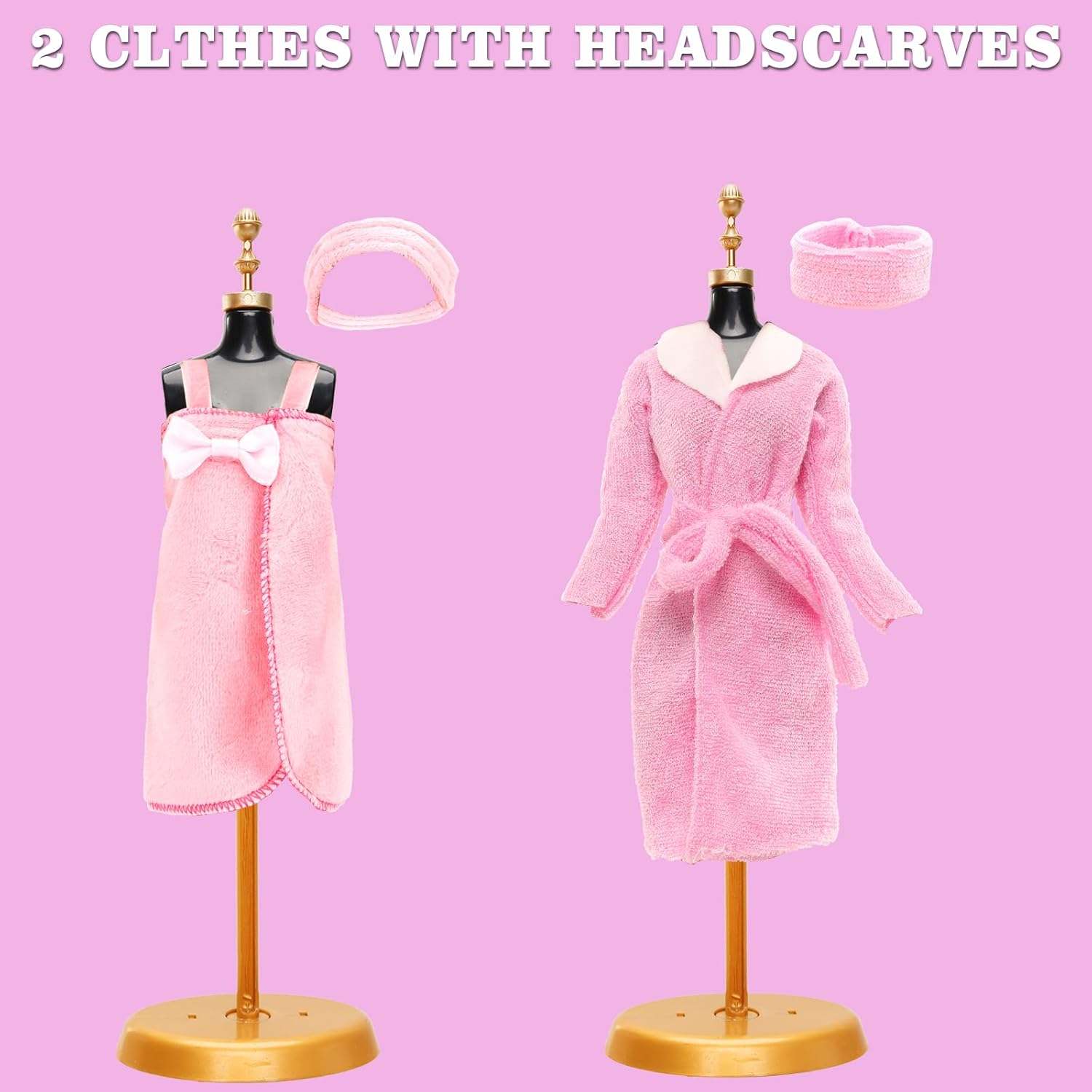 27 Pcs Doll Sleeping Clothes Accessories Including 4 Sets Bathrobes Pajamas, Towels, Headband, 12 Toiletries, 8 Accessories, 3 Slippers for 11.5 Inch Girl Dolls Sleeping Storytelling Playset