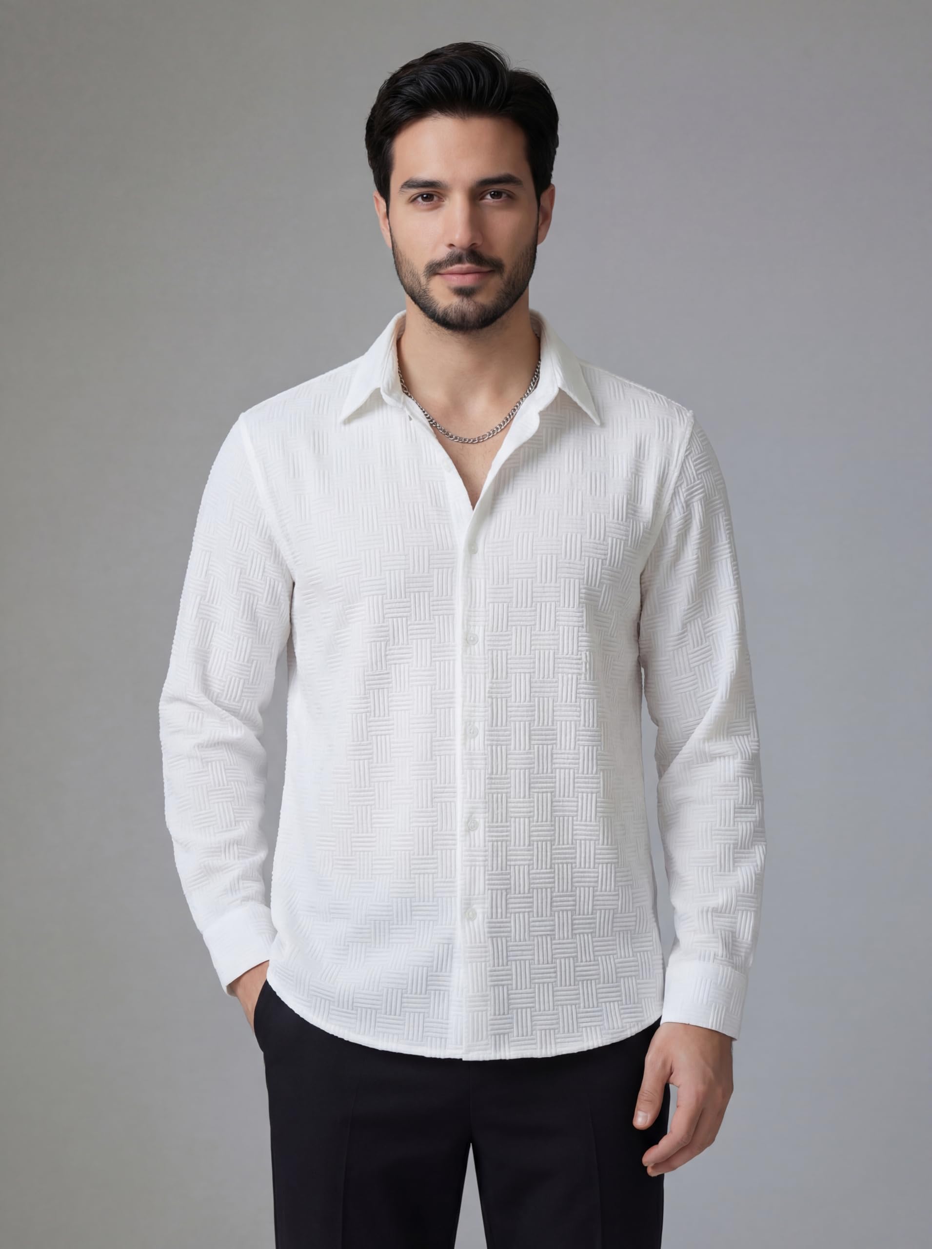 Leriya Fashion Camicia formale da uomo con bottoni, vestibilità aderente, camicia da ufficio per uomo, a maniche lunghe, in policotone, pronta per riunioni e affari
