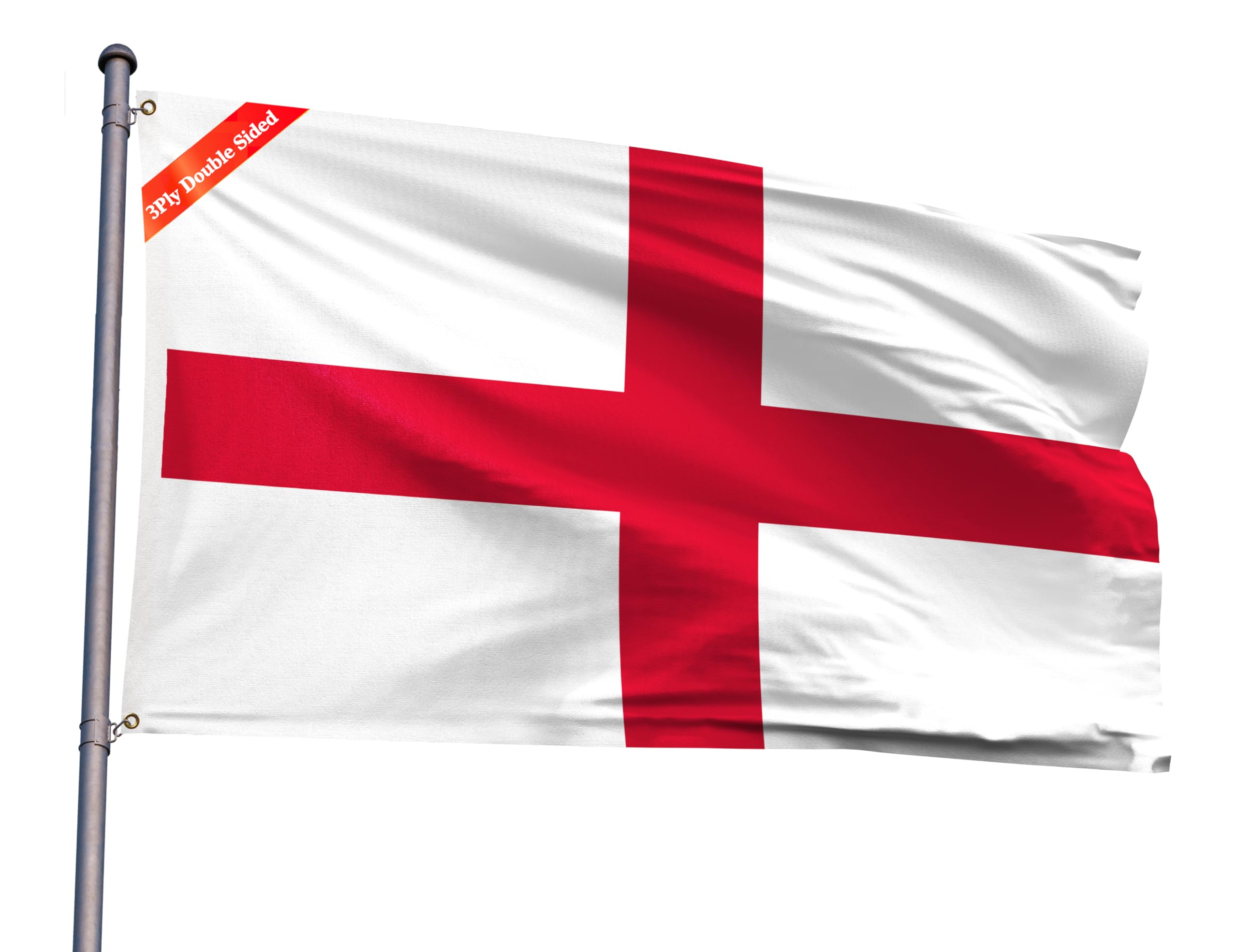 Double Sided England Flag 4x6FT English National Polyester Flag With 2 Grommets For Patriotic English Themed Festival Events Party Decoration (England, 4x6FT-3ply)