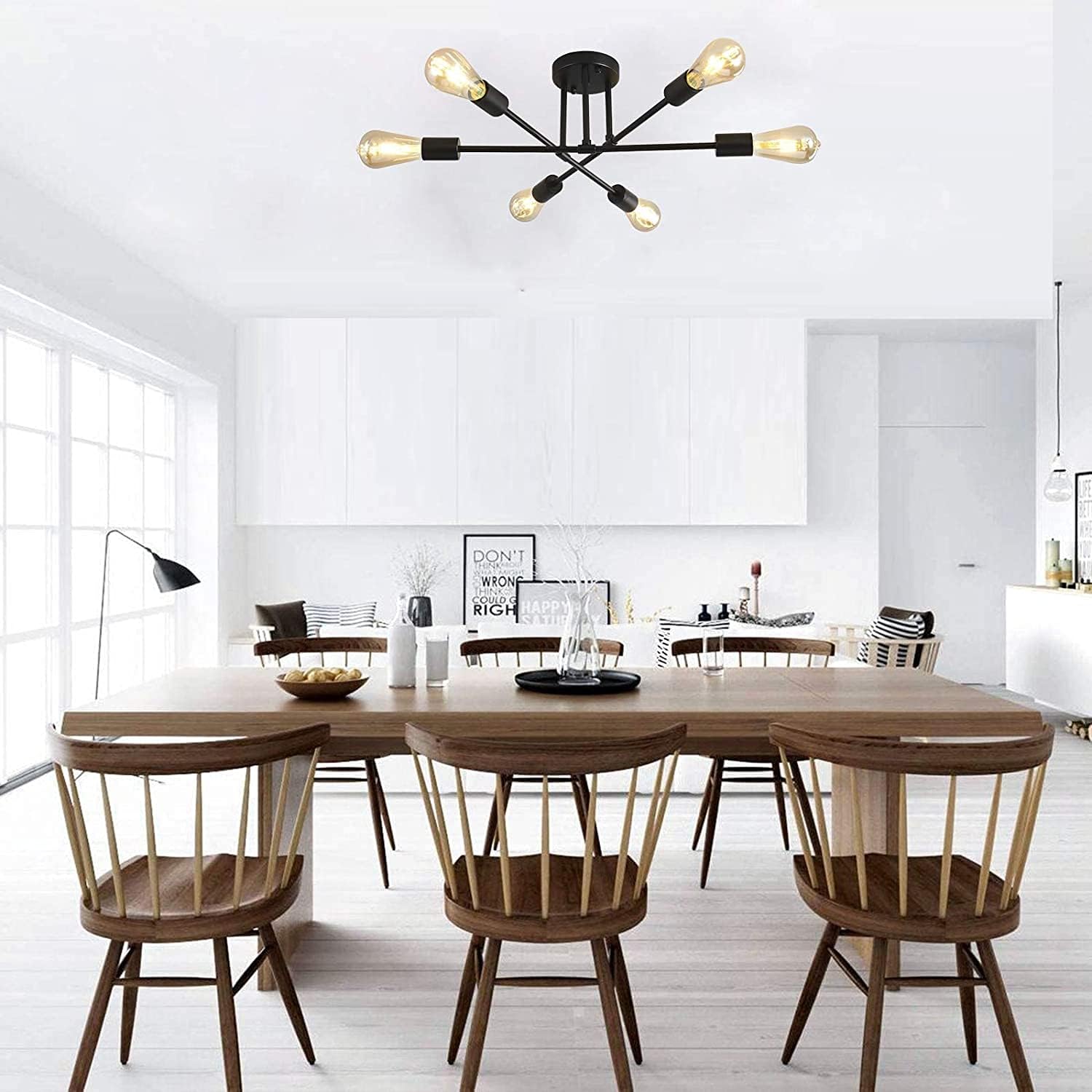 🛒 Flаѕh Sаlе Semi Flush Mount Ceiling Light , E26 Sputnik Chandelier Lighting 6-Lights Kitchen Flush Mount Light Fixture for Dining ,Room Living ,Room Bedroom, Foyer