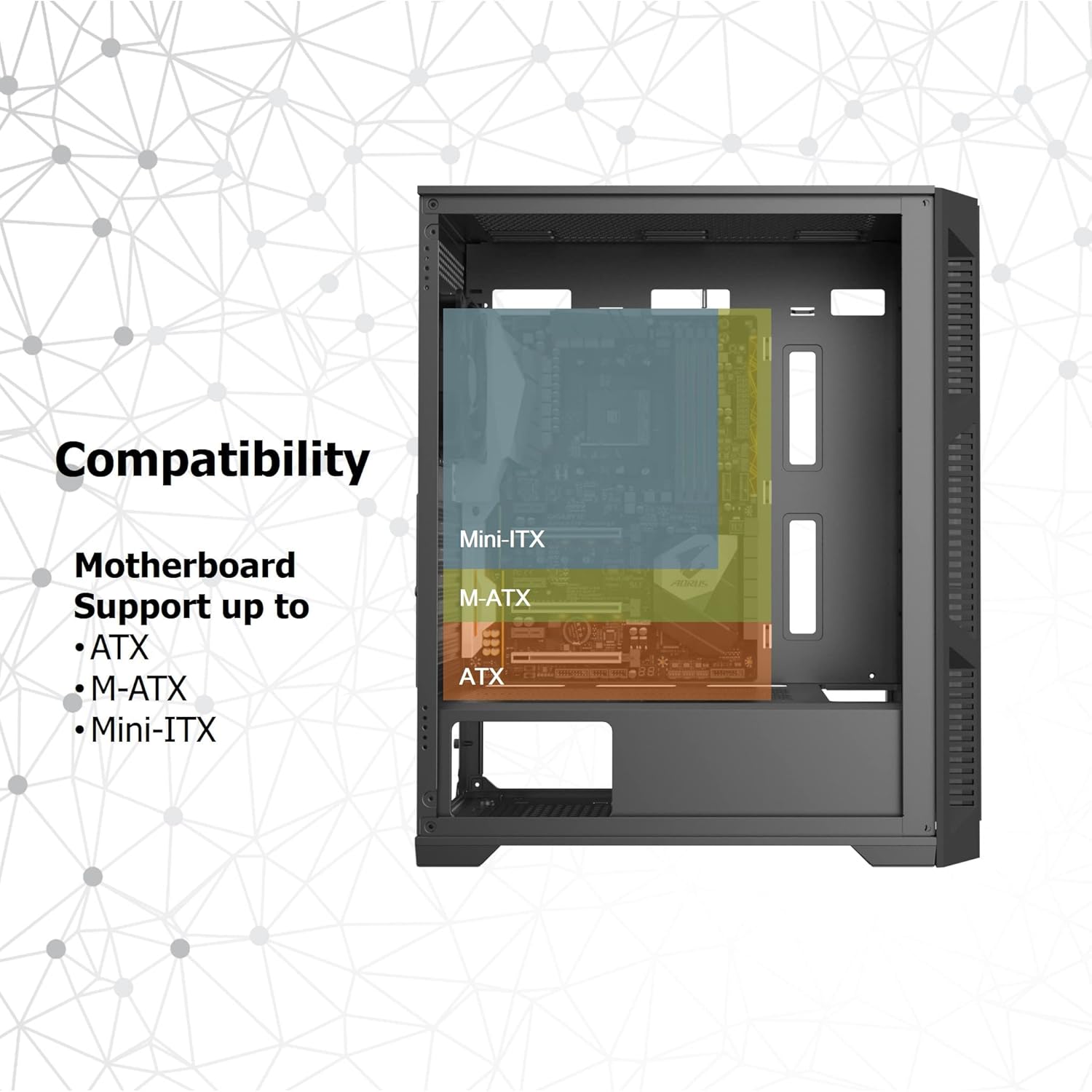 RAIJINTEK Arcadia III Tempered Glass Mid Tower ATX PC Case with Tempered Glass, High Airflow, Pre-Installed 1x120mm Fan, Black (0R20B00224)