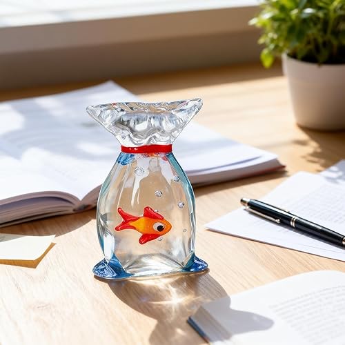 Miniatura 5 de Figura de pecera de cristal en miniatura decorativa Goldfish Acuario Ornamento de océano Tema Regalo