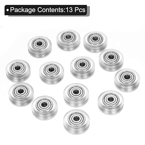 sourcing map 13pcs 3D Printer POM Rollers, Solid High-Speed Gantry Wheels V Slot POM Pulley Wheel with 625ZZ Double Shield Bearing for 3D Printer, CNC Machine (White)