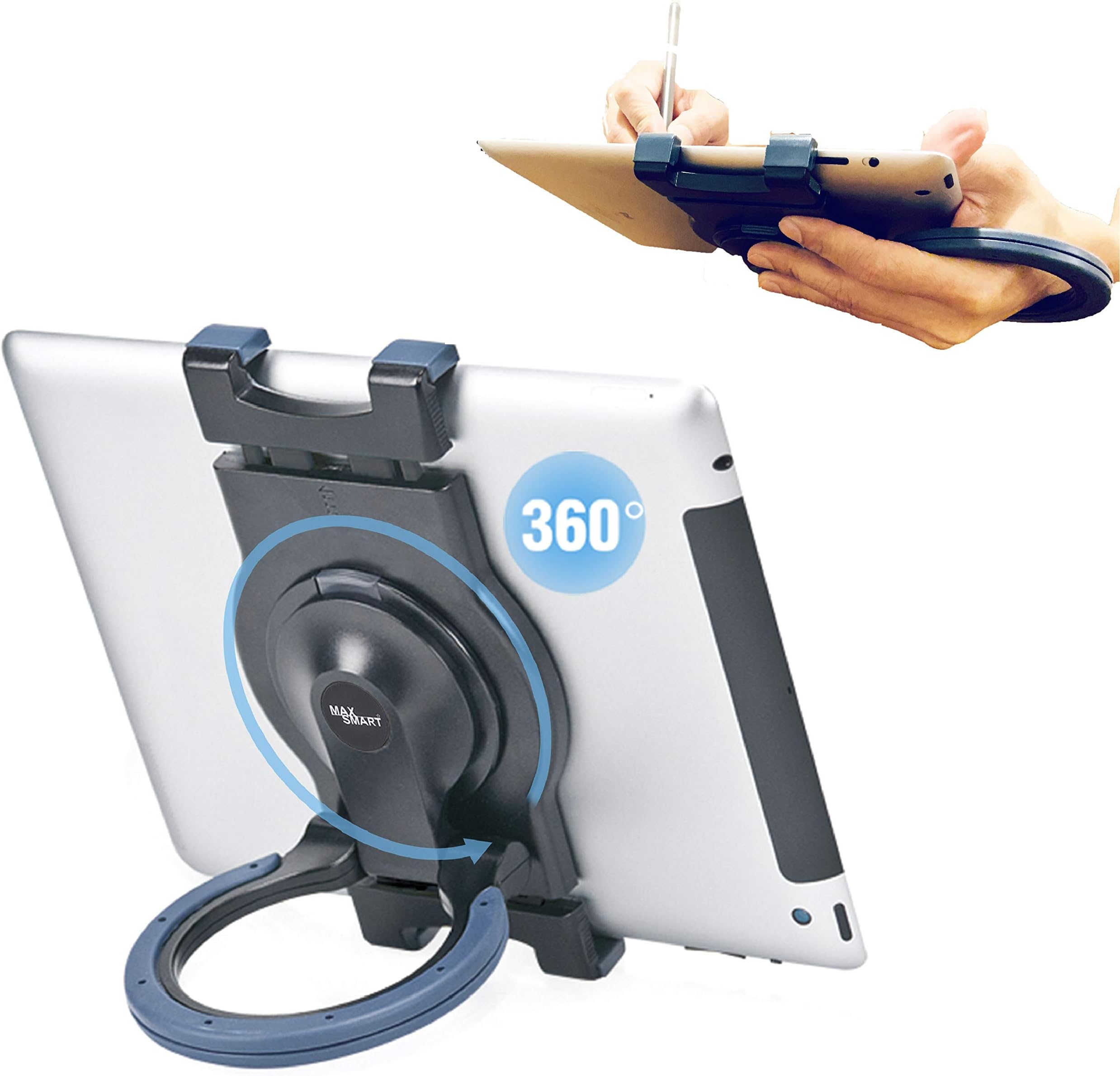 MAX SMART 【Upgrade】 Tablet iPad Hand Grip Holder & Stand for iPad Drawing, Reading, Working, Writing, Free Angles, Hanging on Wall