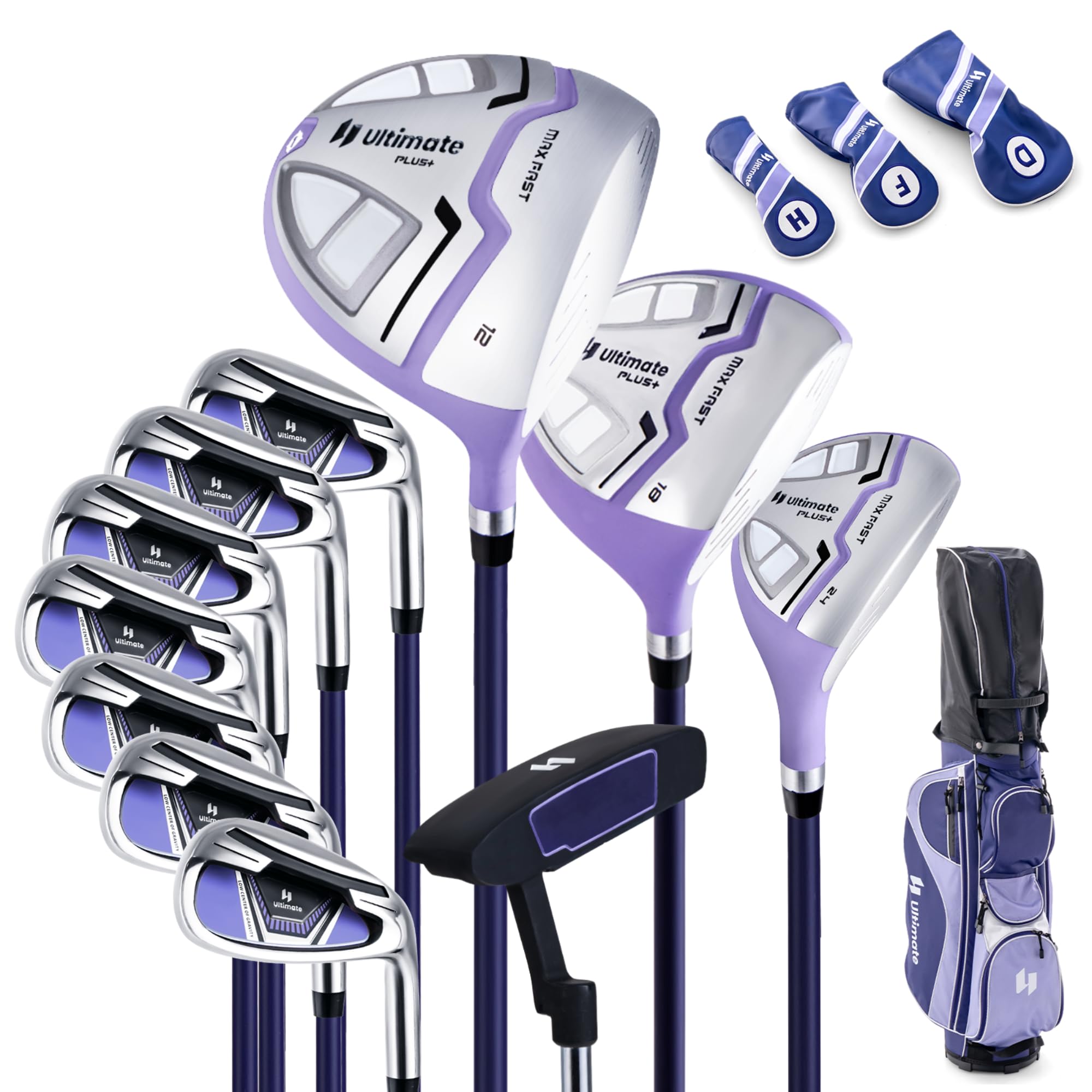 Tangkula 9/10/12 Pieces Women's Complete Golf Clubs Set, Golf Club Package Set with 460CC Driver, Fairway Wood & Hybrid, Irons, Putter, Portable Regular Golf Club Set