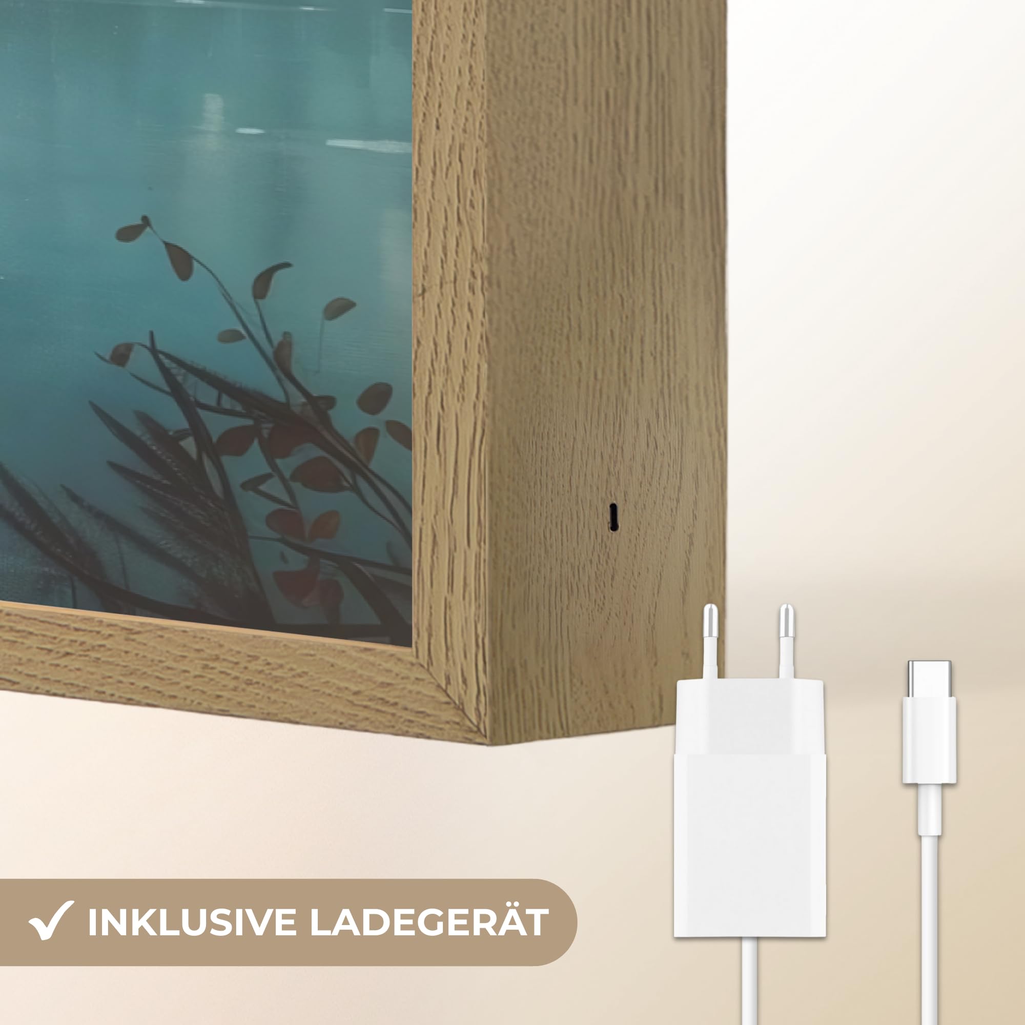 Moderne LED Wandleuchte Innen 90x60 cm Aufladbar Wandbeleuchtung Schlafzimmer Nachtlampe Flach Fernbedienung Warmes Still Licht Dimmbare Lampe Wald - Wasser - Enten - Neblig