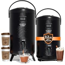 Insulated Beverage Dispenser 3 Gallon,Hot&Cold Drink Dispenser with Spigot,LCD Thermometer,Stainless Steel Triple-Layer Insulation,for Tea Coffee Milk Juice,Party BuffetBlack, 2 Pack