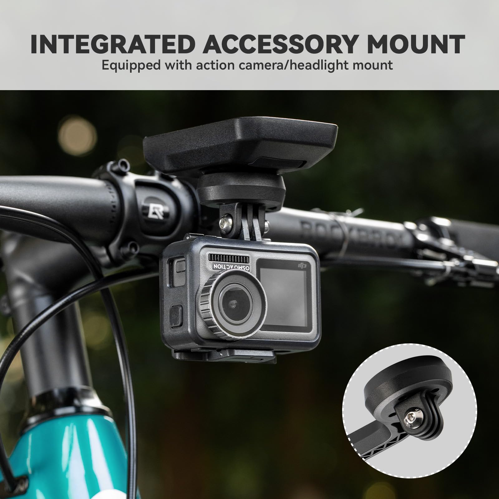 ROCKBROS Supporto per Computer Bici, Supporto per Bici Compatibile con Garmin, Wahoo, Bryton GPS Bike Computer Telecamere D'Azione e Luci Bicicletta, per Manubrio da Bicicletta 31,8 mm MTB Road Bike