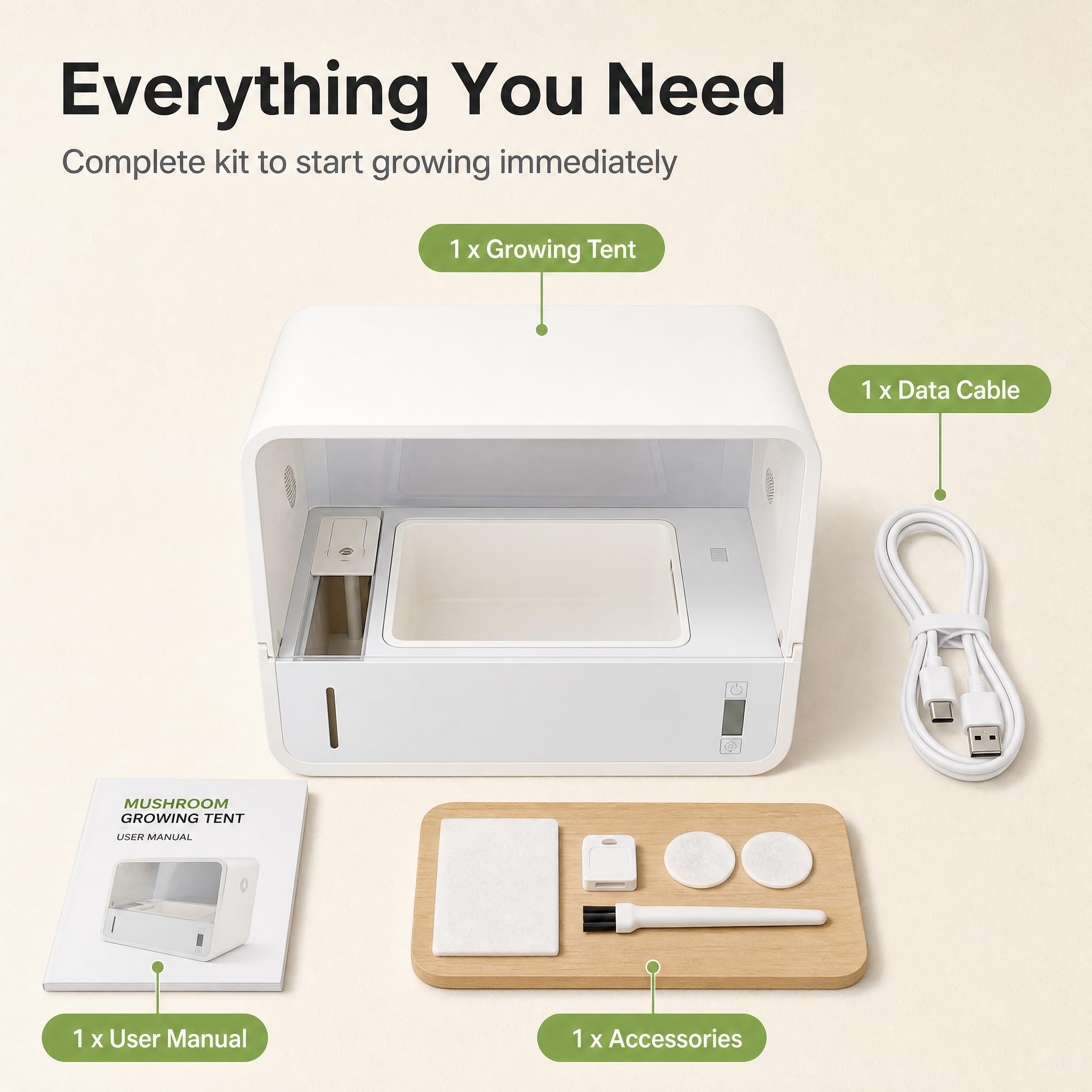 Luqeeg Kit de Culture de Champignons Intelligent, Transparent Hors-Sol Automatique Grande Boîte à Champignons à Air Calme Tente de Plantation avec éclairage LED pour Spores