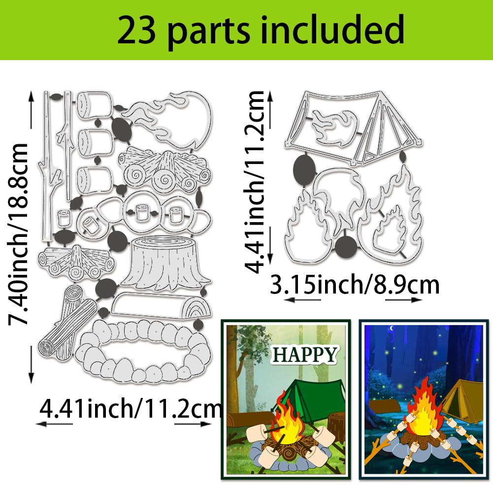 BENECREAT Camping Equipments Die Cuts for Card Making Tents Fire Barbecue Carbon Steel Template Metal Embossing Cutting Dies for Paper DIY Scrapbooking Album Craft Home Decor - Image 2