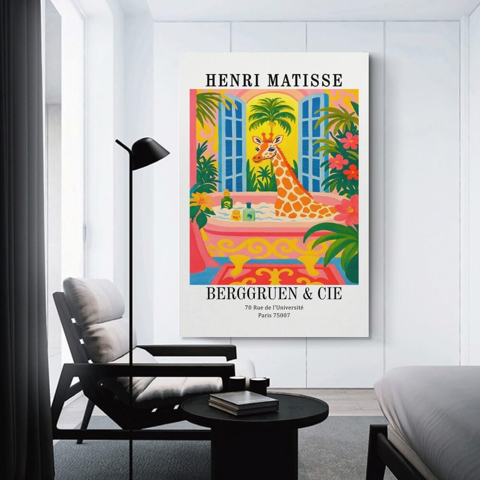 Junmoney Henri Matisse Giraffe Bathing Art Print Home Decor Wall Art 16x24inch(40x60cm), for Restful Interiors, Bedrooms Or Small Rooms, Decorative Wall Art for Cosy Rooms