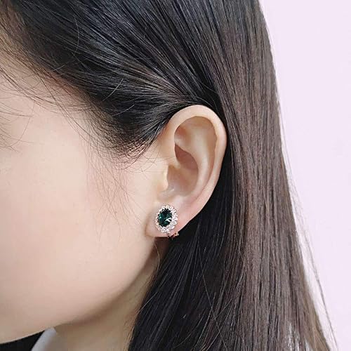 Miniatura 5 de Yoursfs Austria - Aretes de clip de cristal para mujer, chapados en oro de 18 quilates, joyería de moda con halo de circonita cúbica, aretes sin