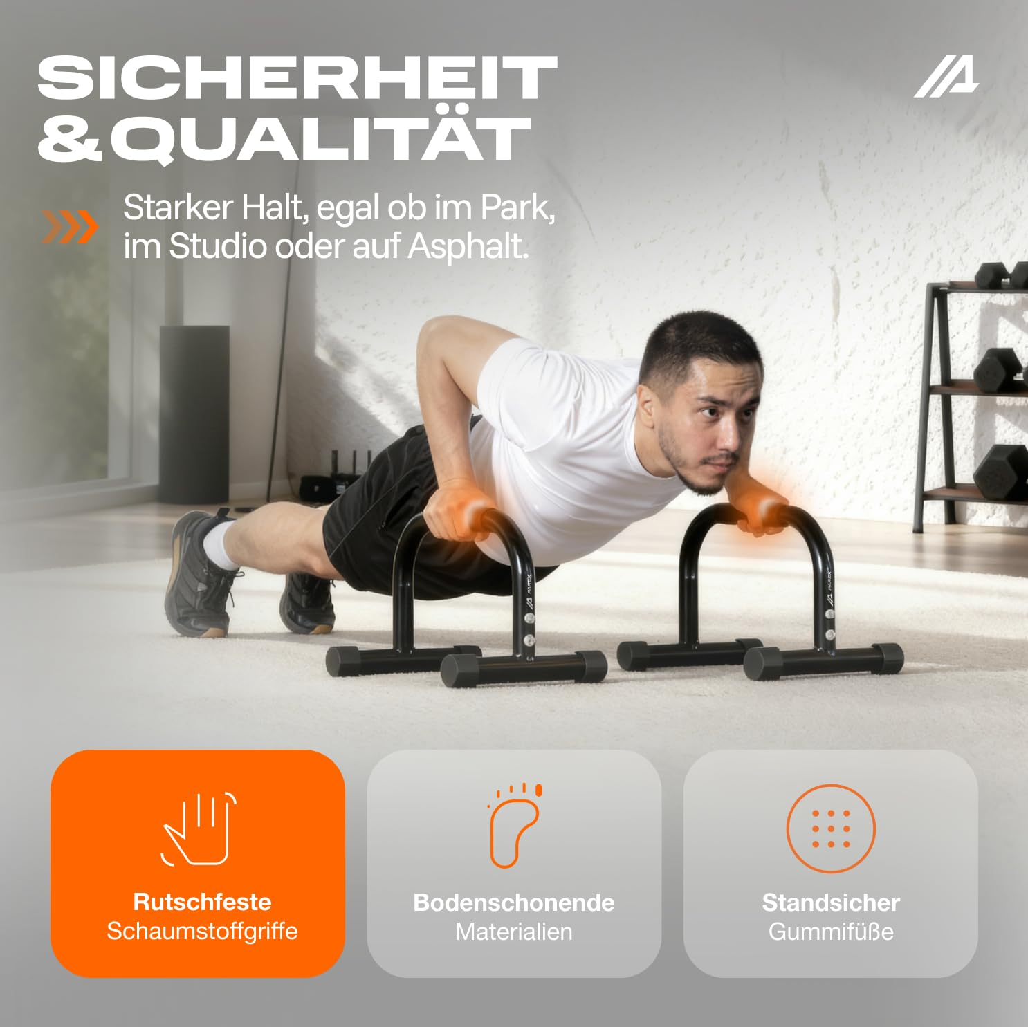 Parex Parallettes aus Stahl, gelenkschonende & rutschfeste Liegestützgriffe, Calisthenics Equipment für Indoor & Outdoor, Push-Up Bars, ideal für Handstand & Liegestütze