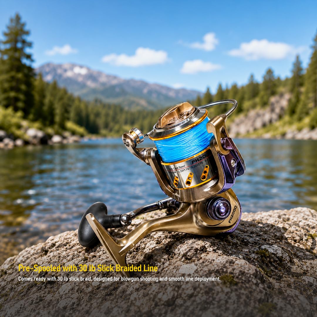 blow gun with fishing reel Slock Master Fish Hawk Reel, Designed for The Fish Hawk Gun, 2000 Series 30lbs of Slick Braided line : Sports & Outdoors Retractable Fish Shooting Catapult Size:6/0 (3Pack) Fish Hook