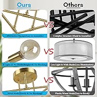 Vista 6 de Lámpara Moderna de Techo Sputnik de 6 Luces, Lámpara Industrial de Techo de 22" de Oro con Montaje Semiempotrado, Lámpara de Techo con Base E26