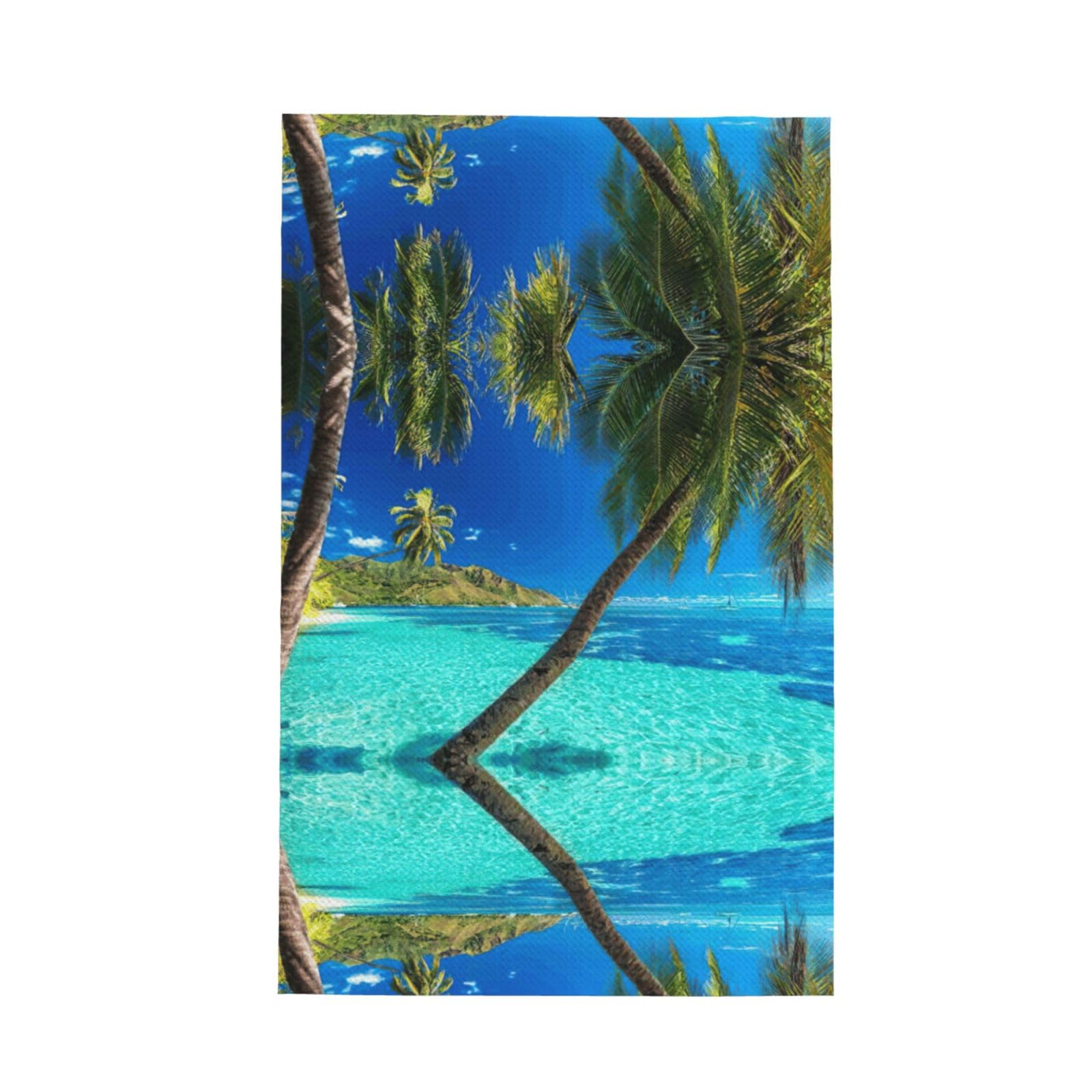 Xxahnbm Black Ocean Tropical Island Print Waffle Kitchen Towel,Absorbent Hand Towel