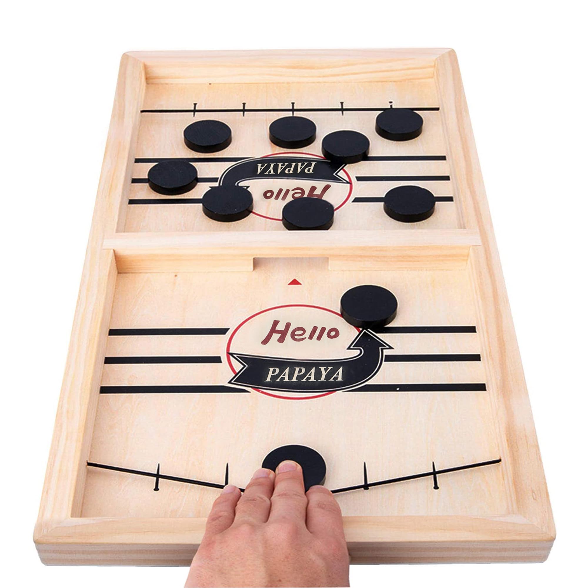 Fast Sling Puck Game - Test Your Speed and Accuracy with This Fast-Paced Wooden Air Hocke…