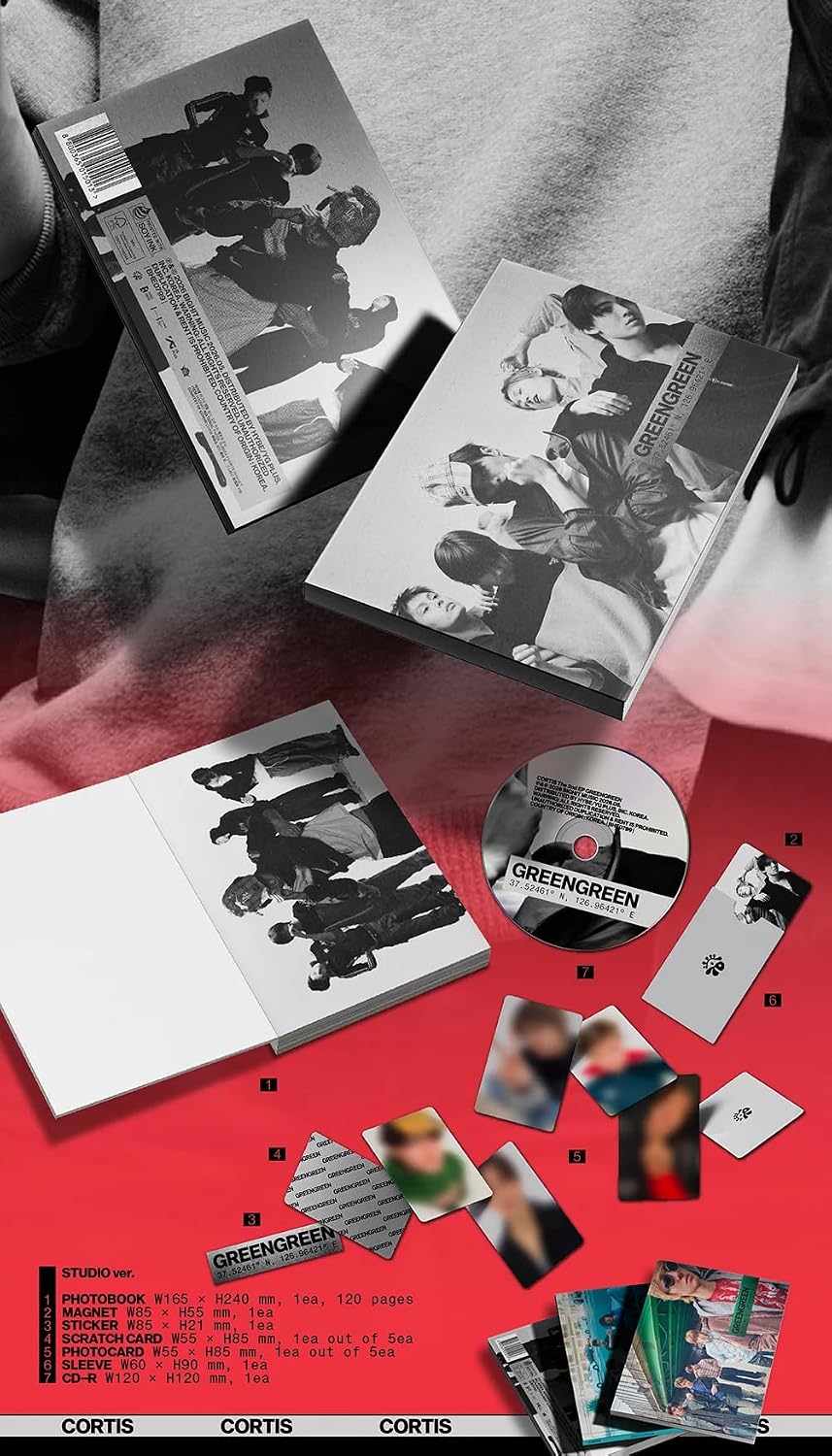 CORTIS GREENGREEN 2nd EP Album [STUDIO Ver.] Photobook + CD + Photocard + Scratch Card + Magnet + Sticker (REDRED)
