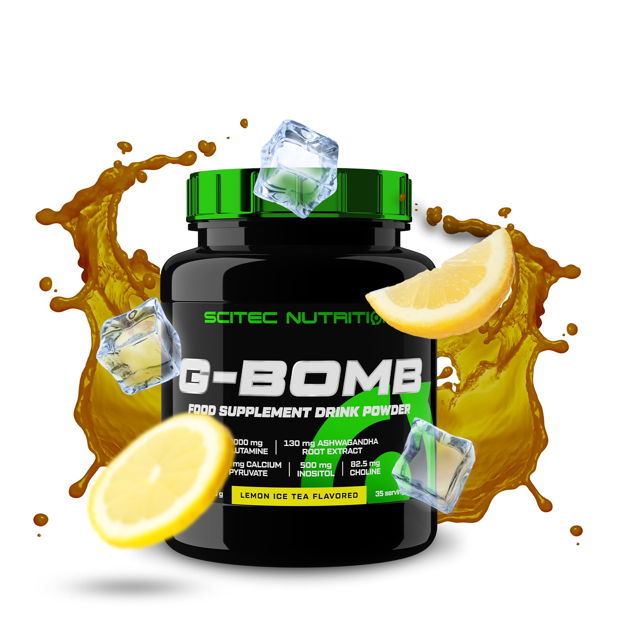 Scitec Nutrition G-Bomb | L-Glutamina | Extractos Vegetales | Inositol, Colina y Naringina | con Piruvato de Calcio, 500g, Té helado de limón